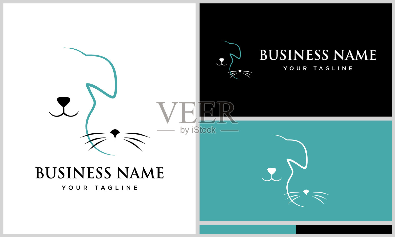 线艺术狗和猫插画图片素材