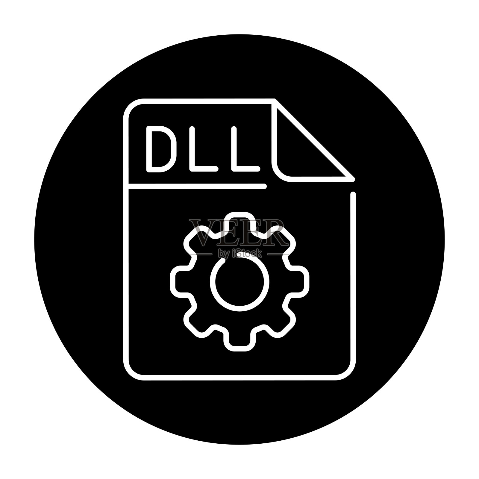 DLL文件的彩色线条图标。文件的格式和扩展插画图片素材