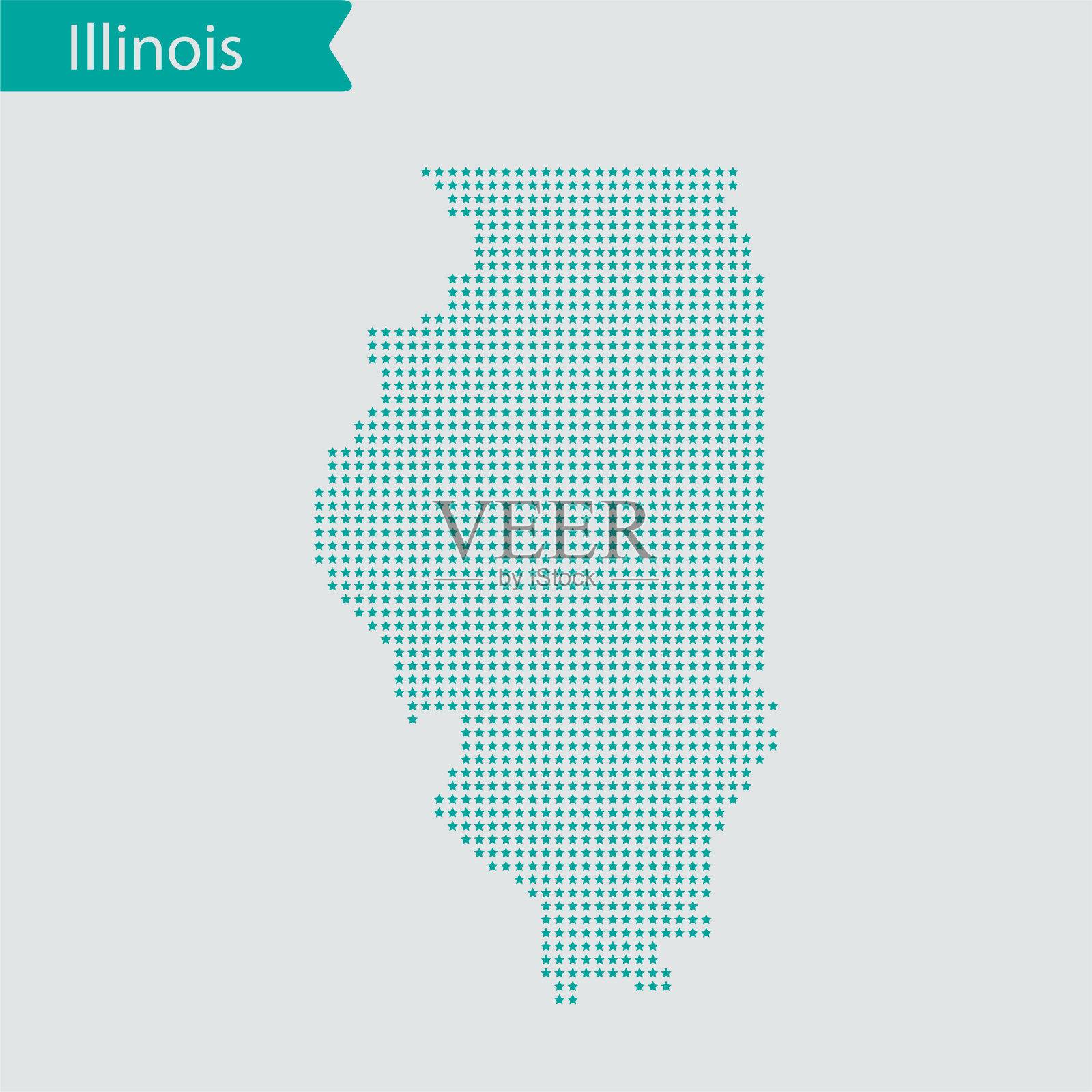 伊利诺斯州地图插画图片素材