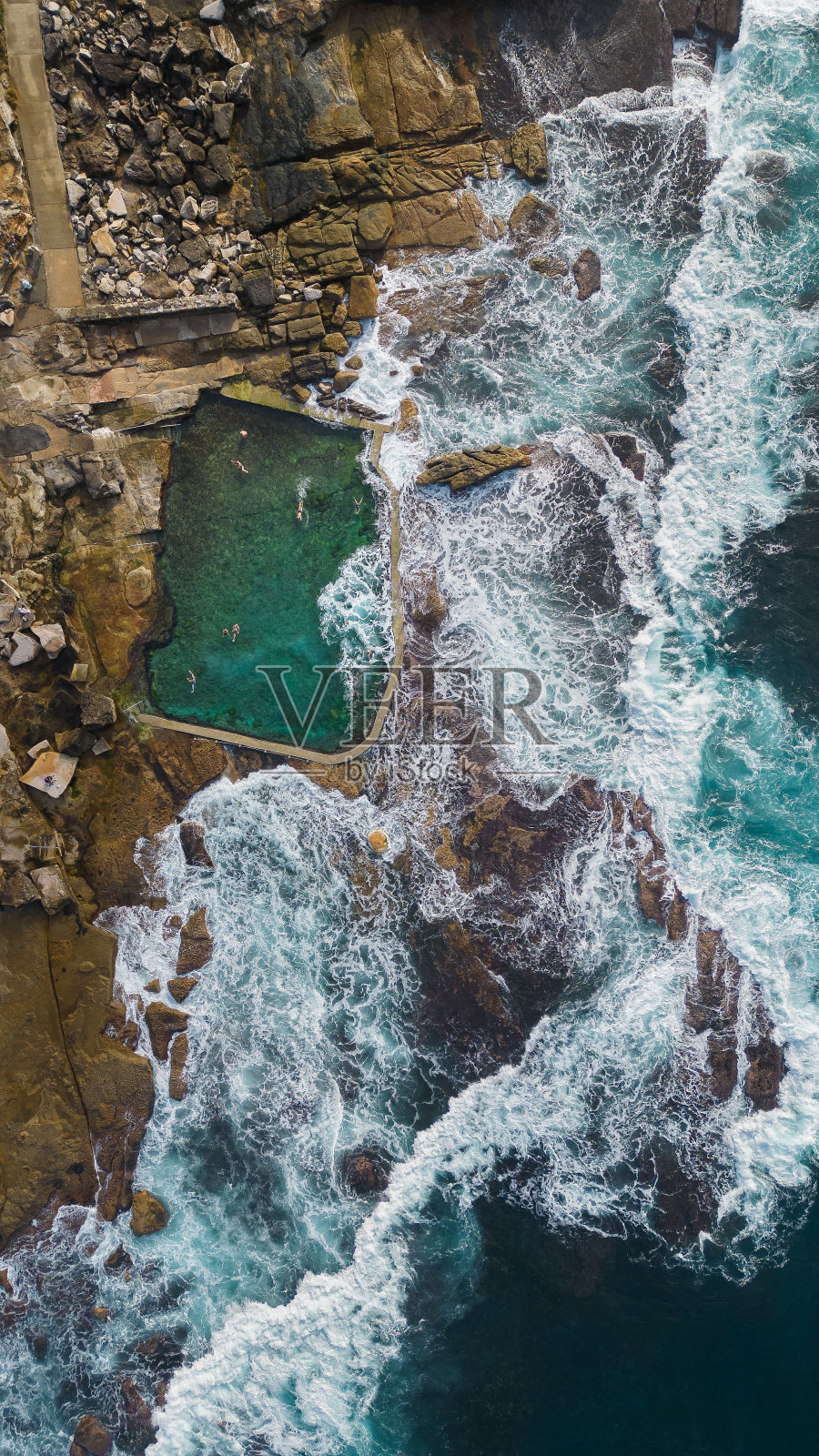 鸟瞰马洪池海滩在马鲁布拉，新南威尔士州，澳大利亚照片摄影图片