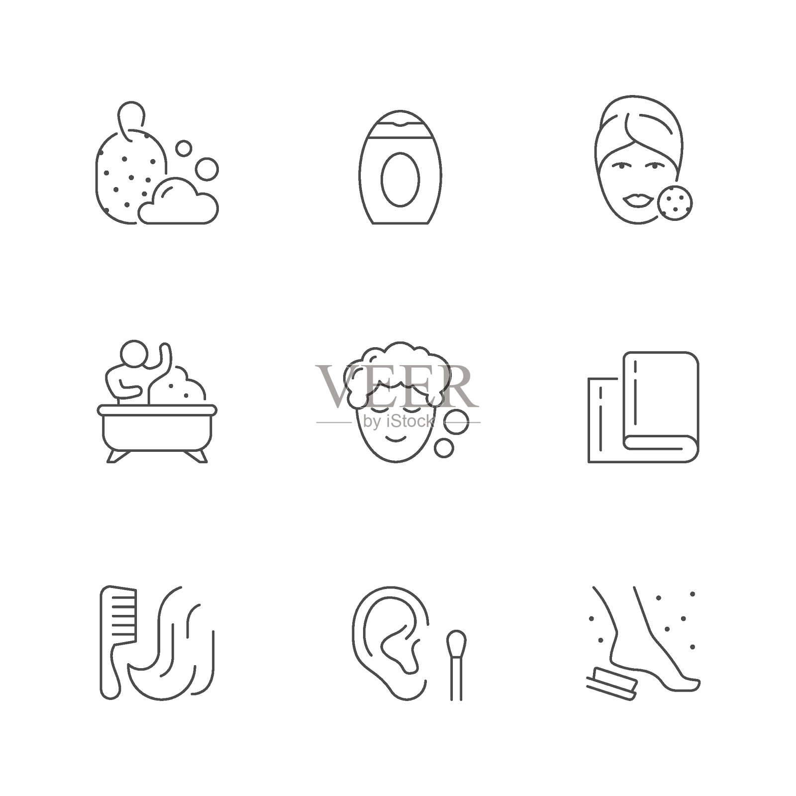 设置卫生的线条图标插画图片素材