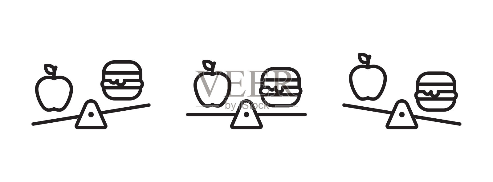 饮食图标矢量集。健康饮食概念标志插画图片素材