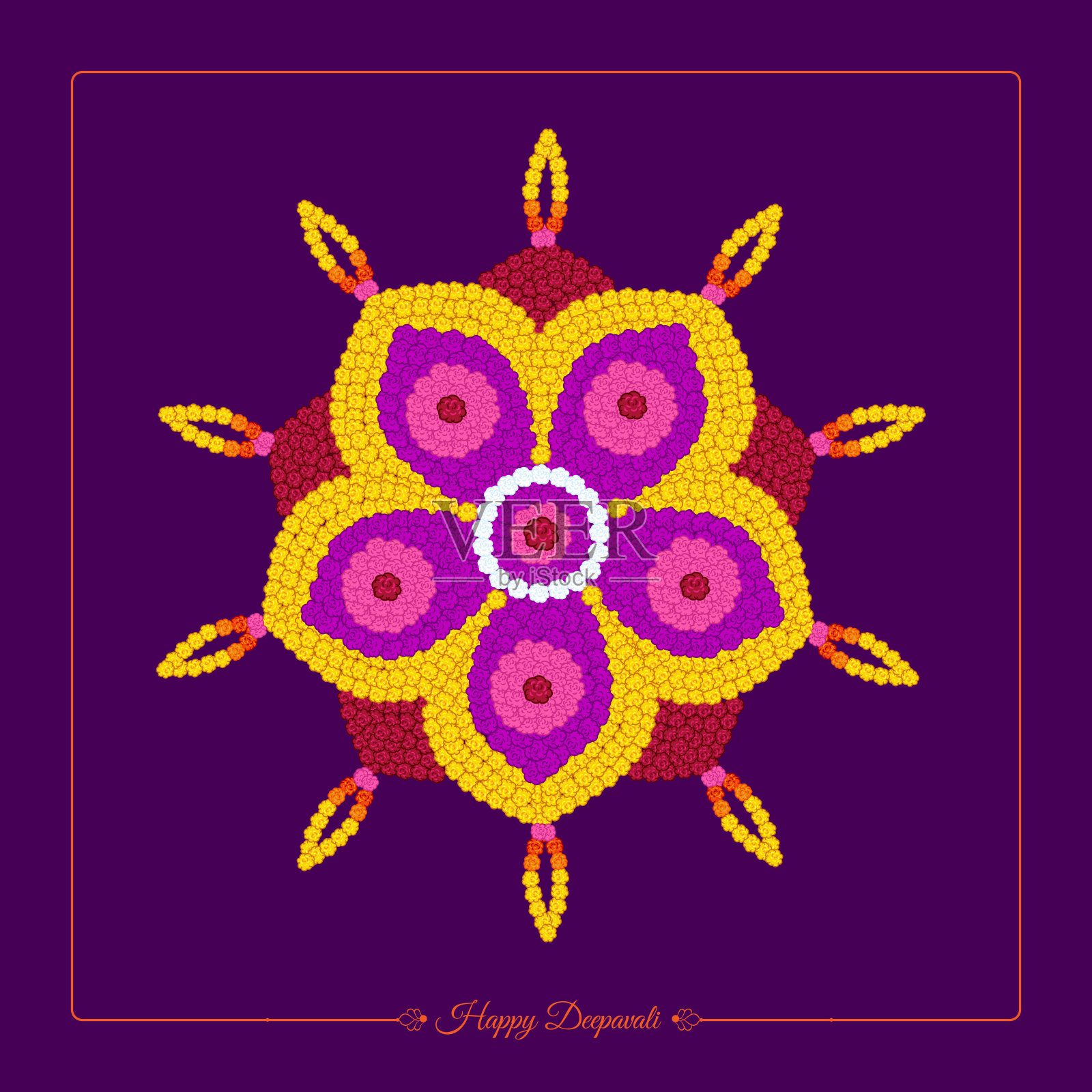 排灯节矢量美丽的rangoli设计插画图片素材