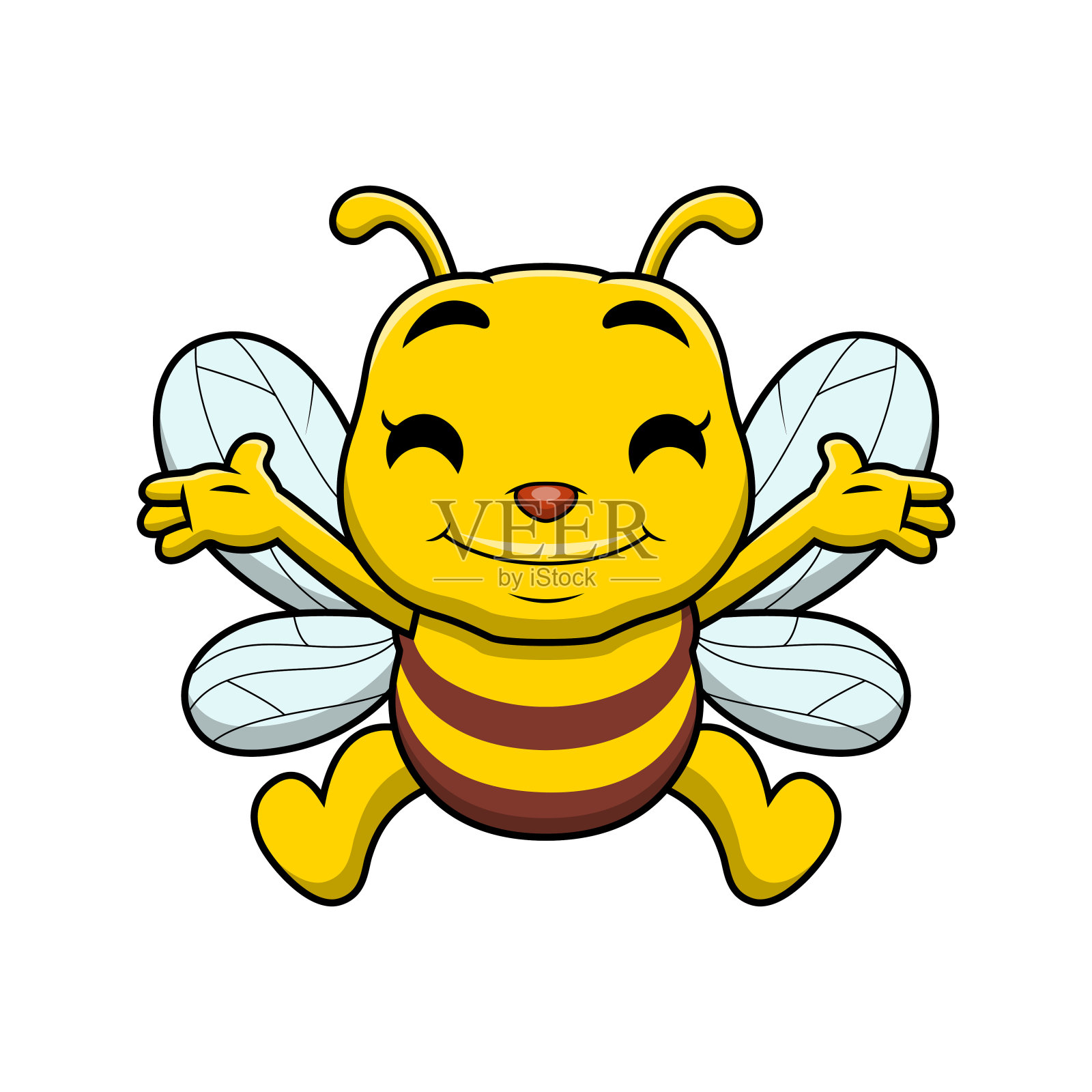 可爱的蜜蜂卡通在白色的背景插画图片素材