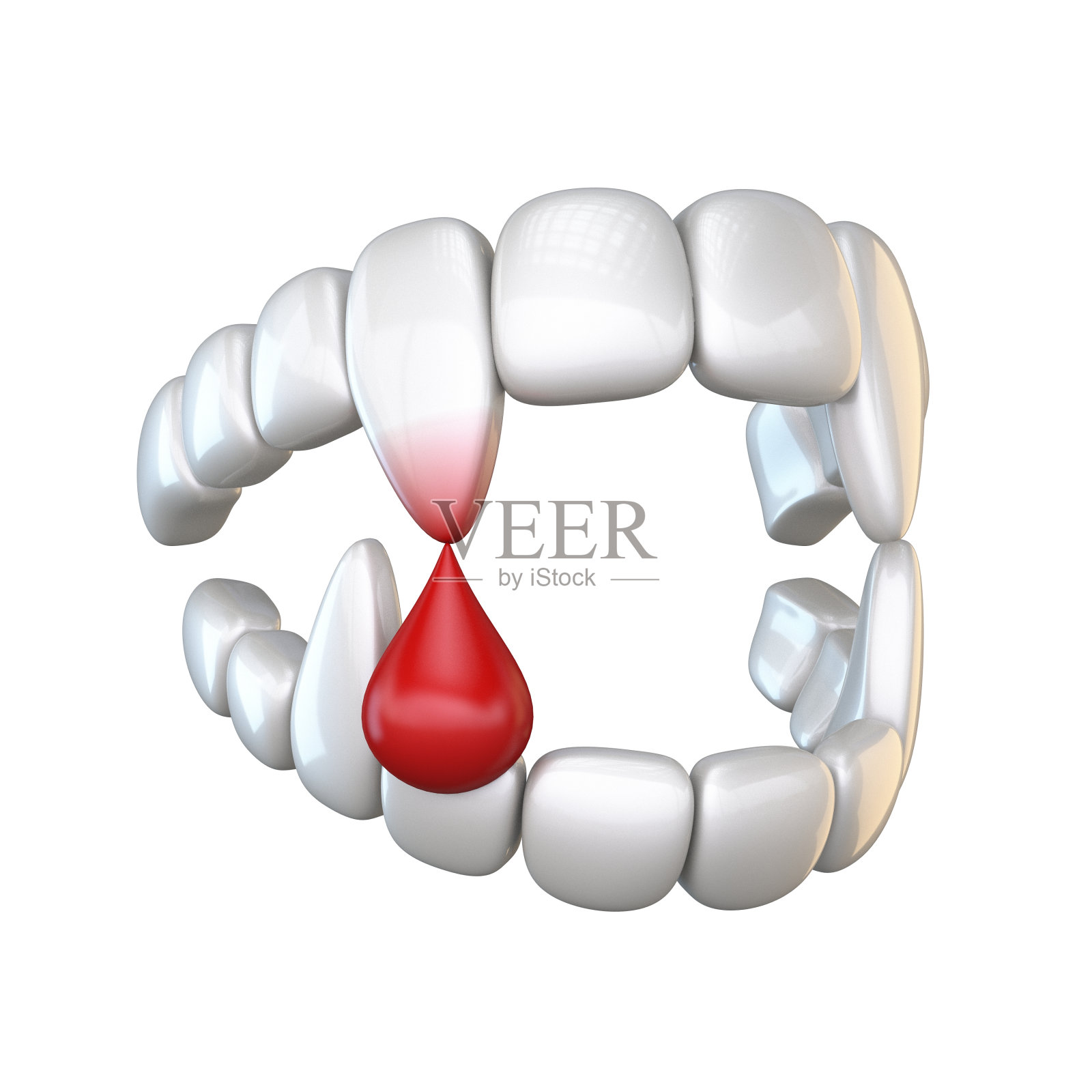 塑料吸血鬼牙3D照片摄影图片
