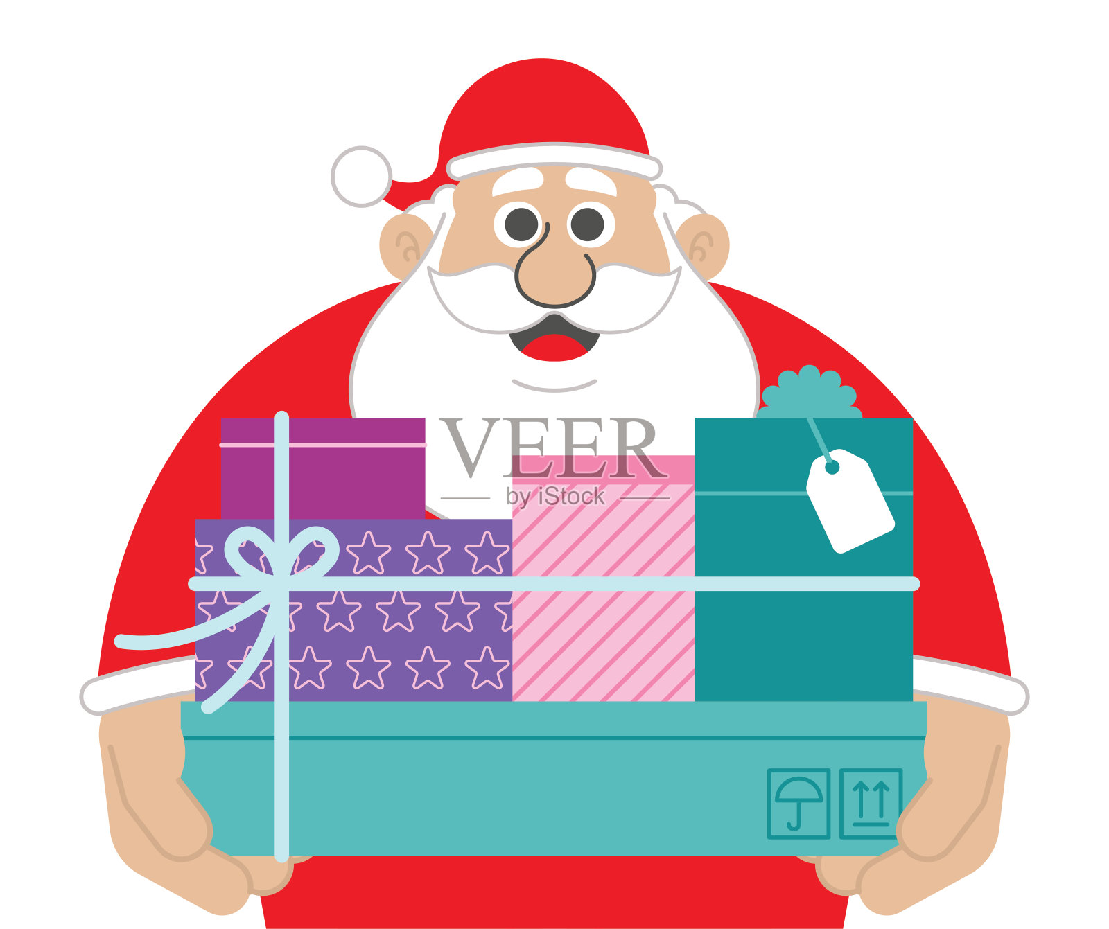 圣诞老人拿着圣诞礼物，假日购物插画图片素材