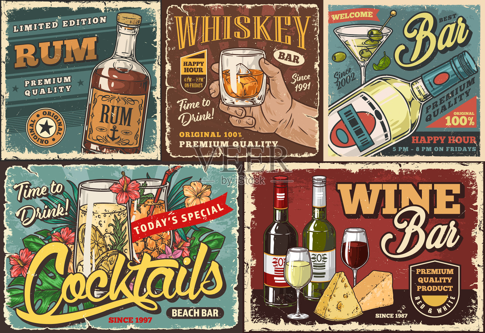 烈性酒使传单色彩缤纷插画图片素材