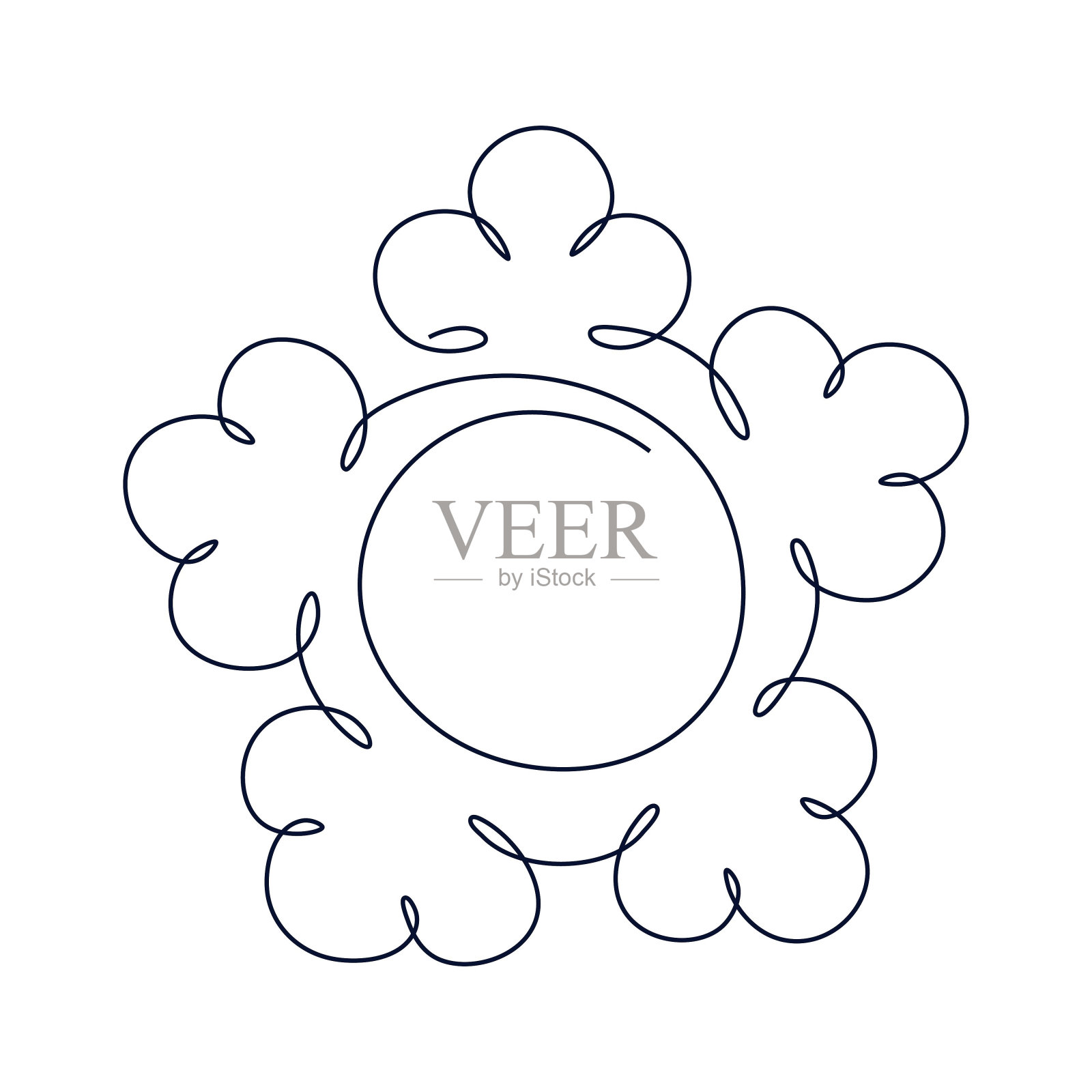 用一条连续的线绘制雪花。圣诞节或新年的简单简约插图。孤立的平面矢量上的白色背景。插画图片素材