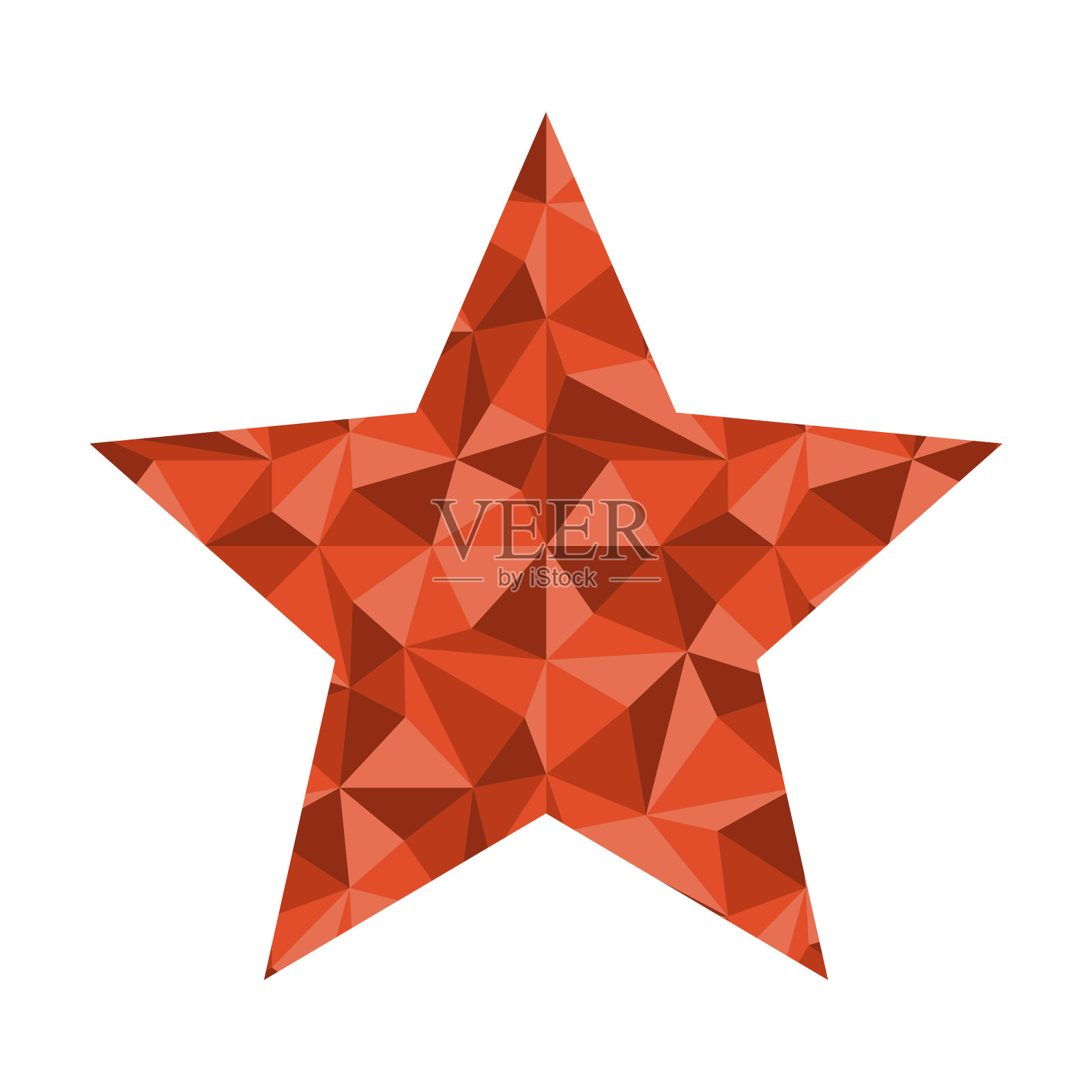 简单的五角星与抽象的三角形图案内，矢量插画图片素材