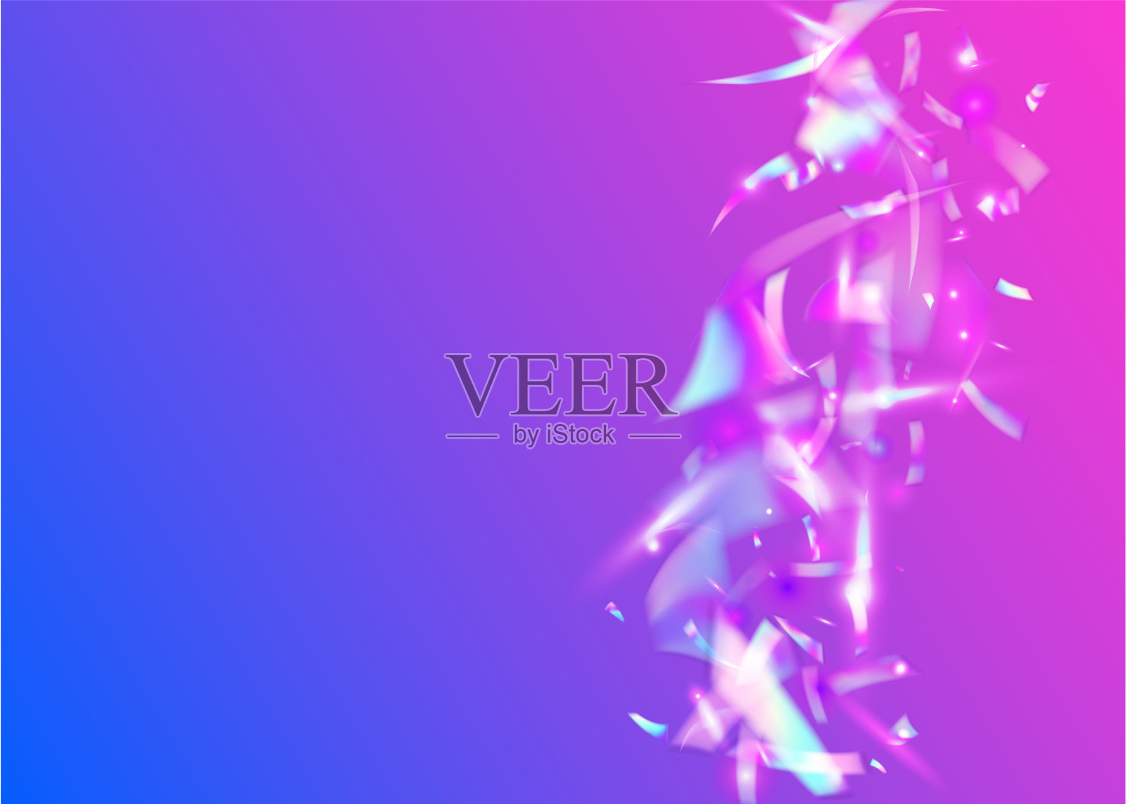 霓虹灯五彩纸屑。故障纹理。党耀斑。金属抽象插图。现代艺术。嘉年华箔。粉红色迪斯科背景。万花筒闪闪发光。蓝色霓虹五彩纸屑插画图片素材