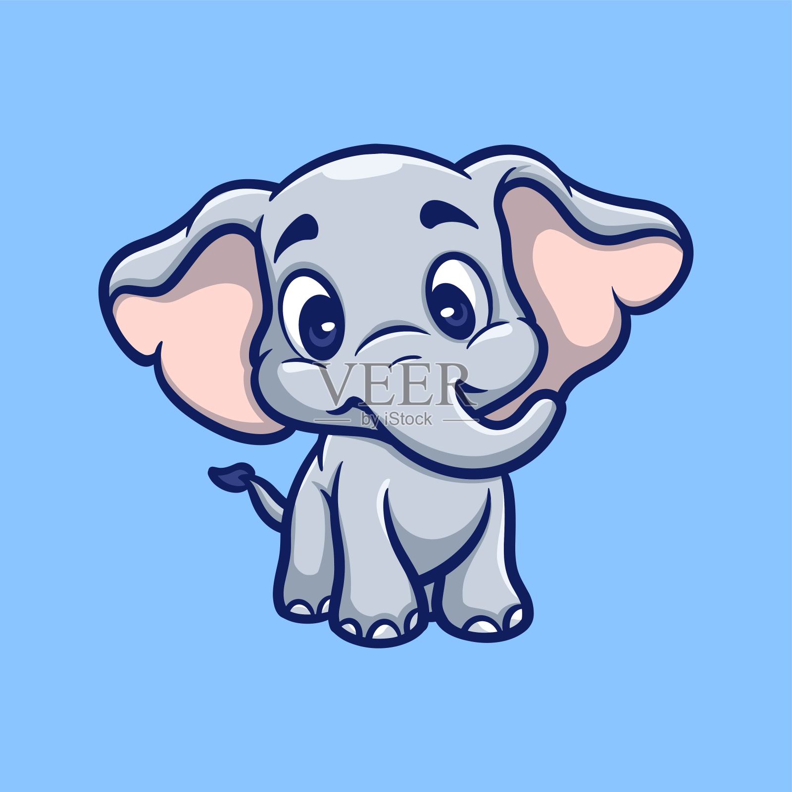 可爱的小象创意卡通插图插画图片素材