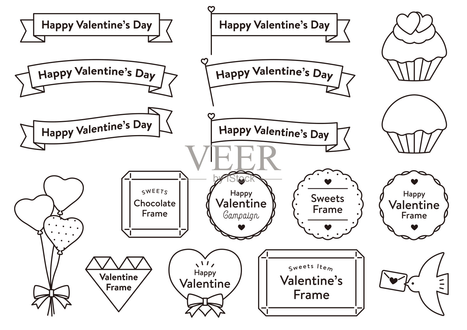 简单的框架设置为情人节。插画图片素材