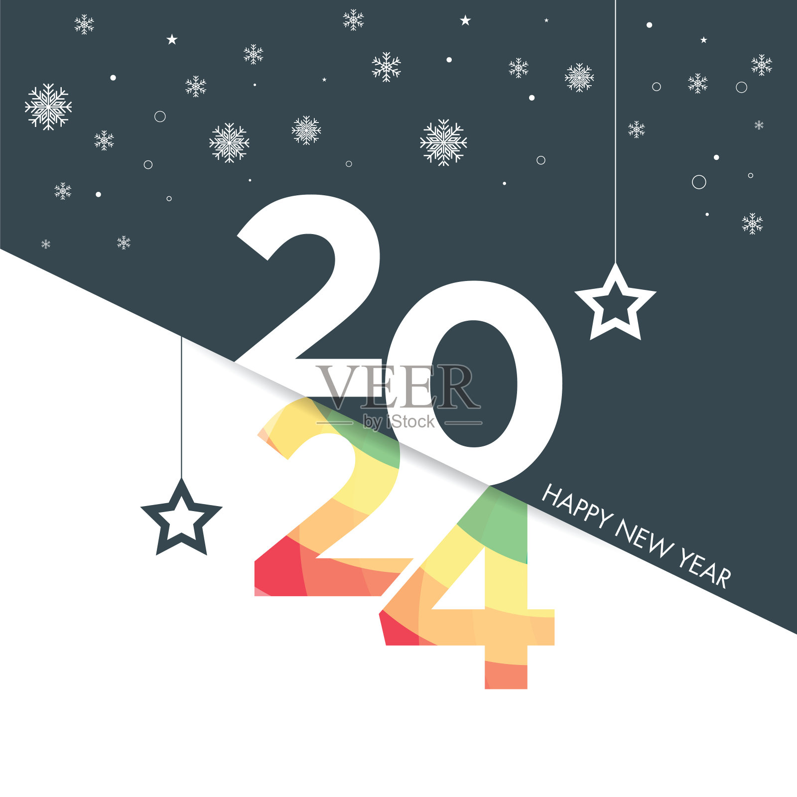 2024. 新年快乐。抽象数字上的背景矢量插图。节日设计贺卡，邀请，日历等矢量股票插图插画图片素材