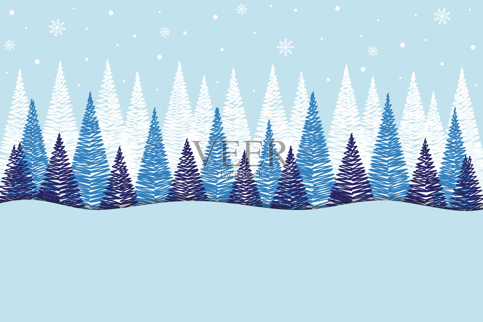 圣诞树。设计的冬季贺卡模板。矢量图插画图片素材