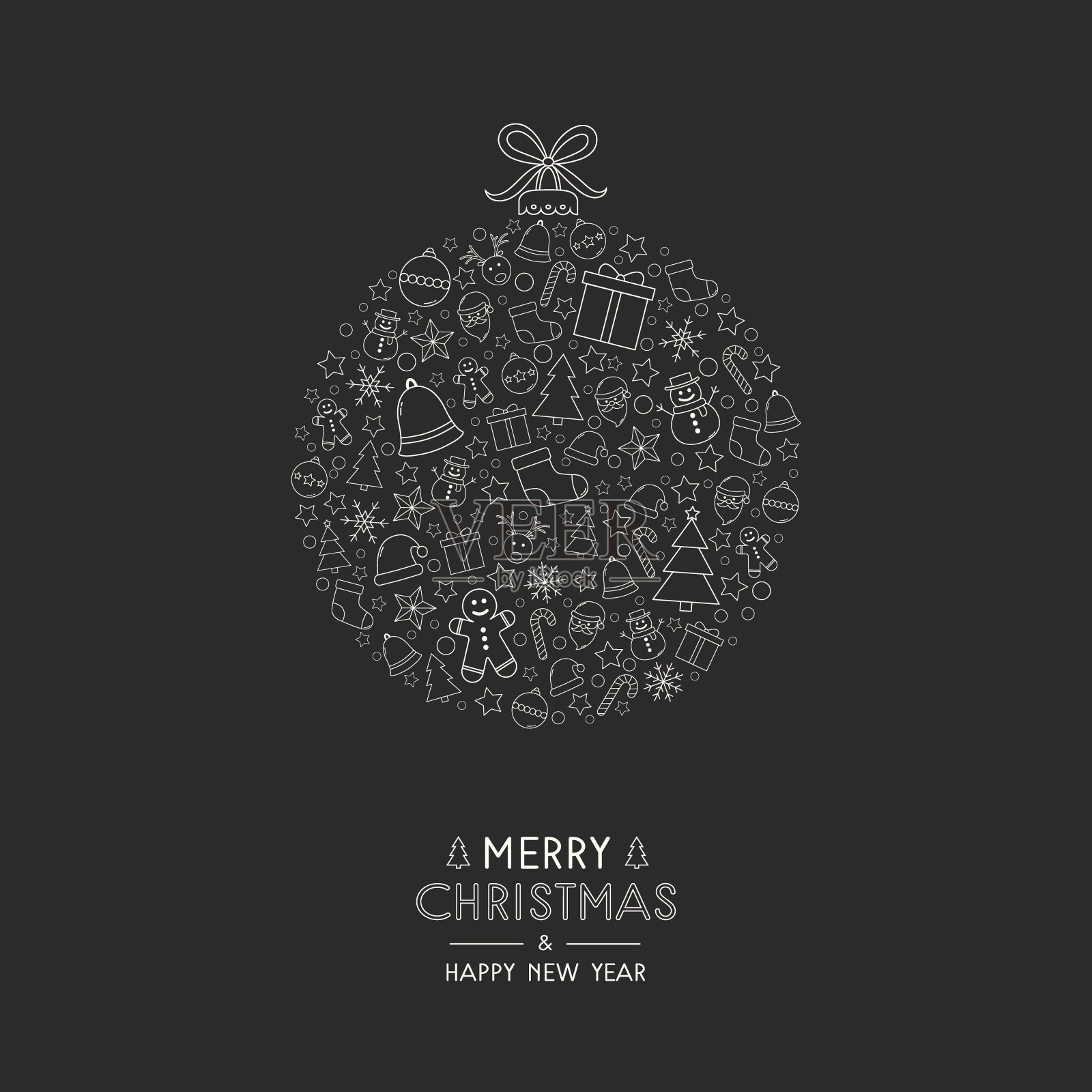 带有节日元素和祝福的圣诞舞会。圣诞贺卡。向量插画图片素材