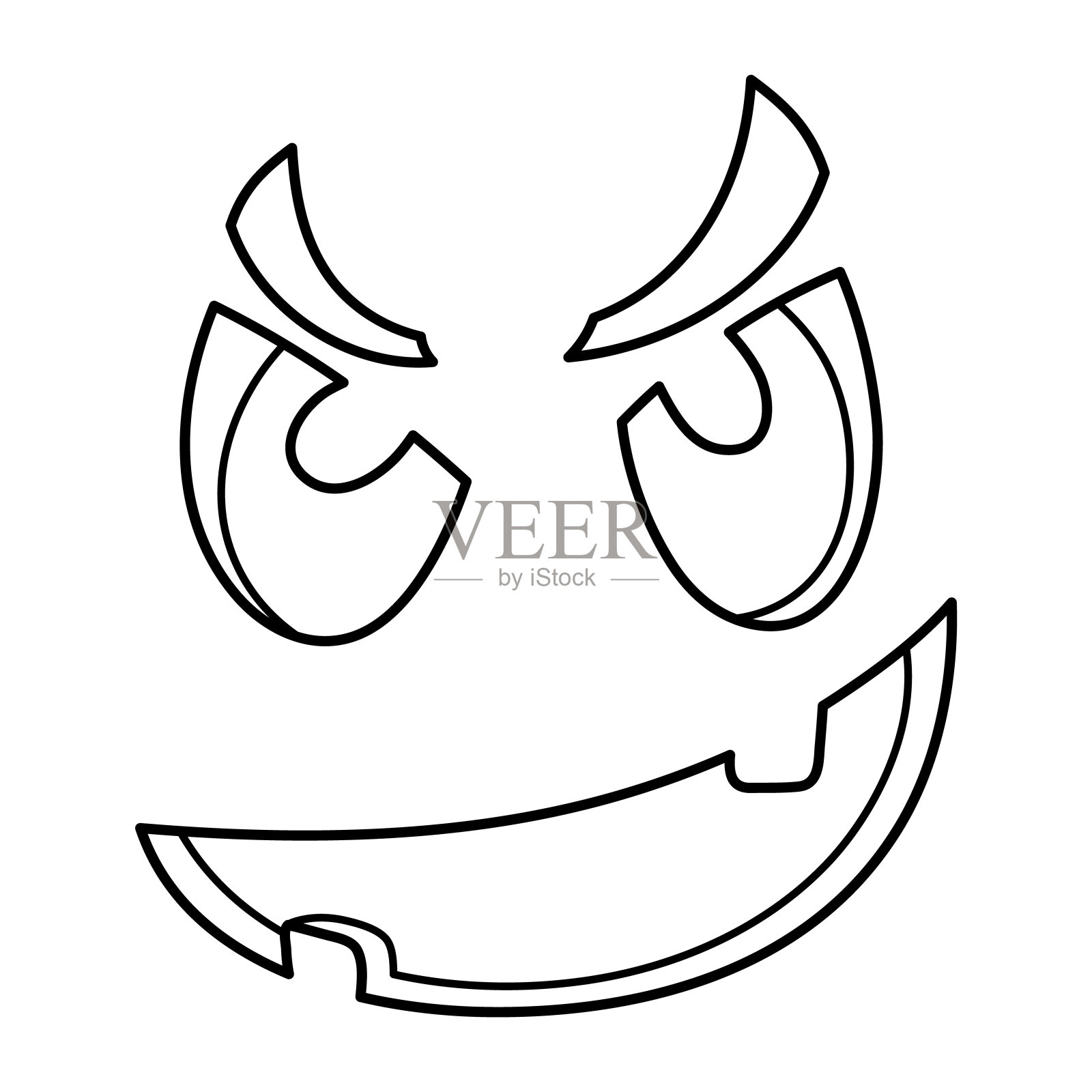 万圣节南瓜灯杰克怒脸。怪异的手绘线图标。秋天的节日装饰。插画图片素材