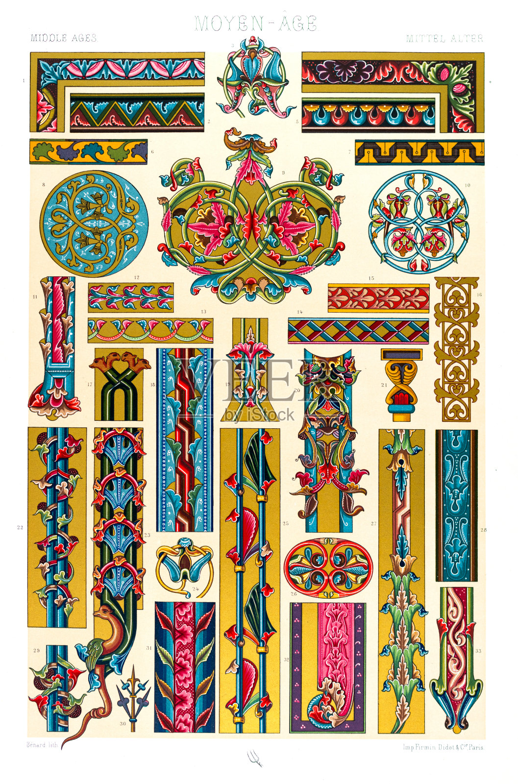 拉辛内手稿装饰中世纪图案古版画插画图片素材