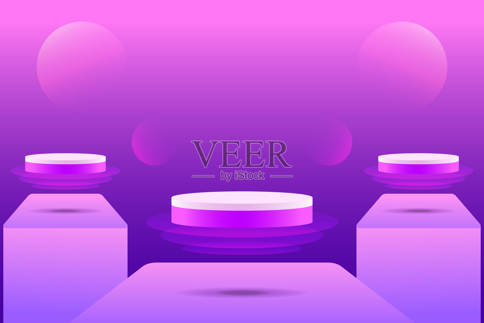 设置紫色紫色三维物体圆柱体基座平台显示渐变色最小场景陈列室插画图片素材
