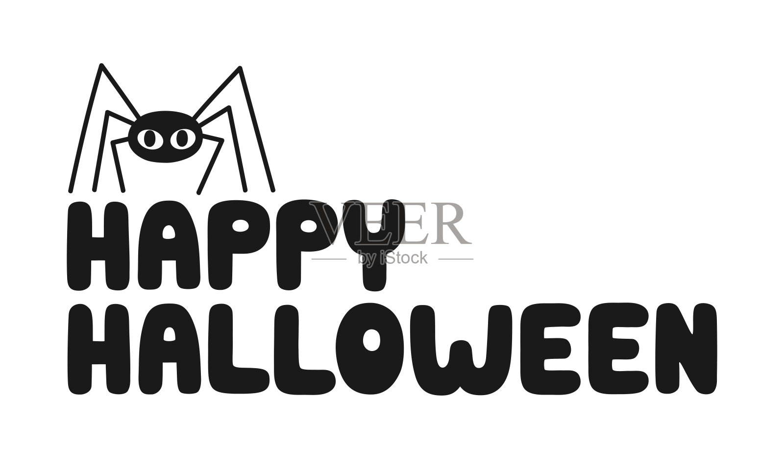 蜘蛛与快乐的万圣节字母短语插图插画图片素材