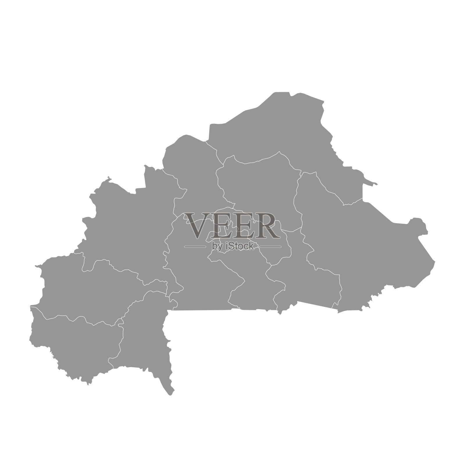 布基纳法索地图上有行政区划。矢量插图。插画图片素材