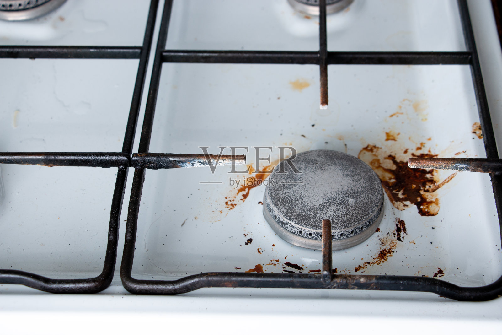 厨房煤气炉的碎片。照片摄影图片