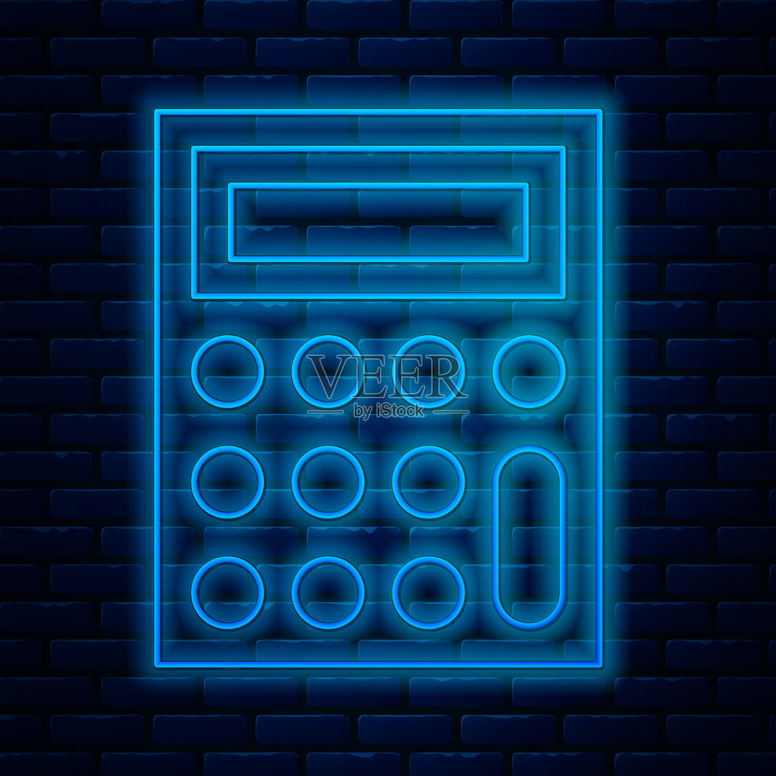 发光的霓虹灯线计算器图标隔离上插画图片素材