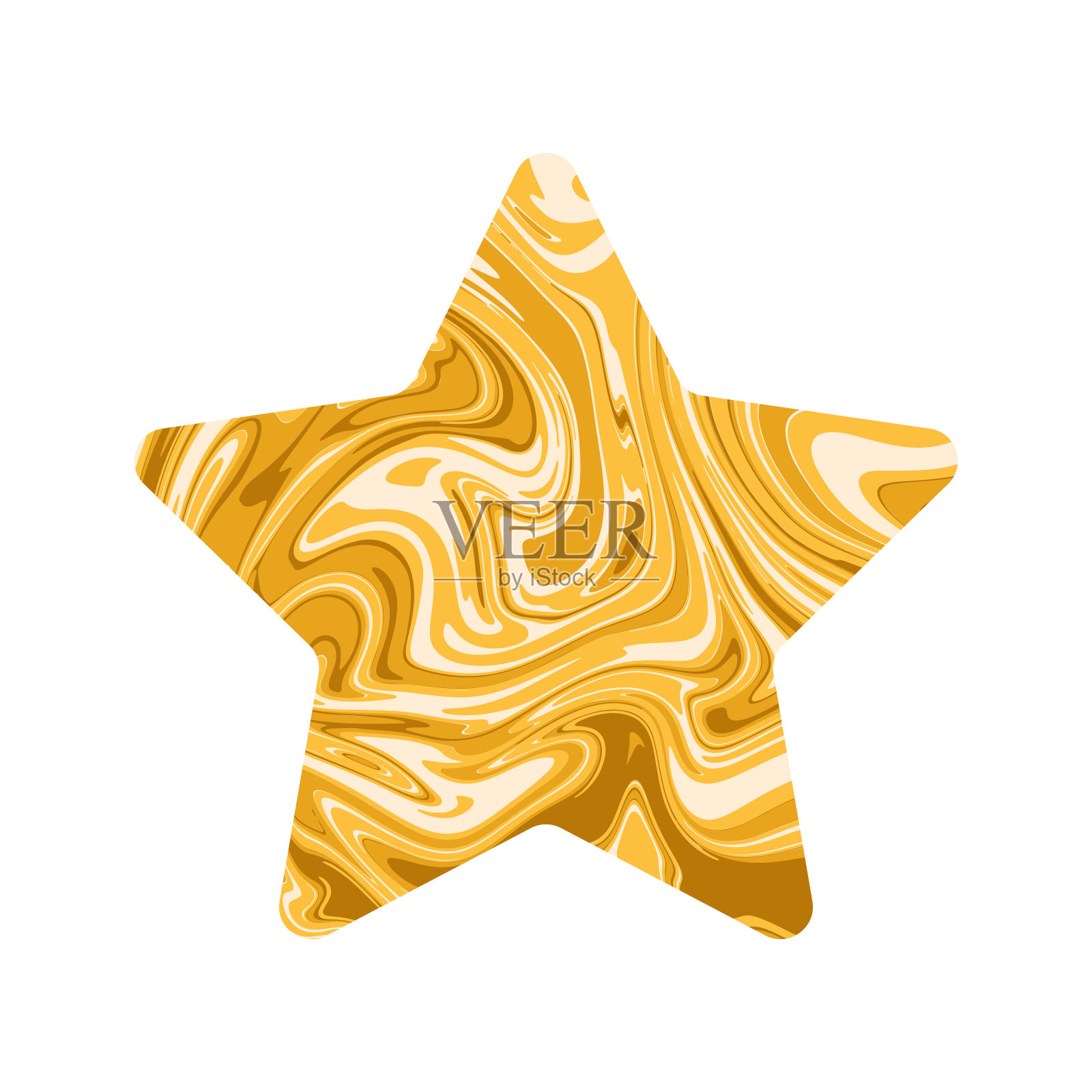 黄色星形，大理石质感。矢量图形插画图片素材
