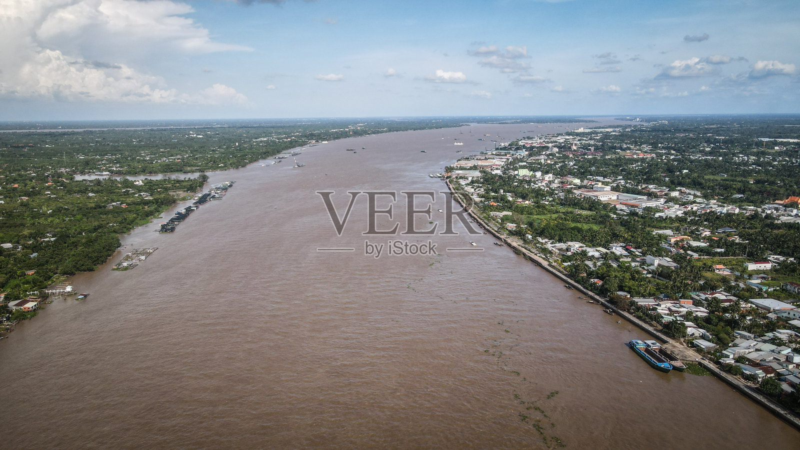 越南南部湄公河三角洲地区鸟瞰图照片摄影图片