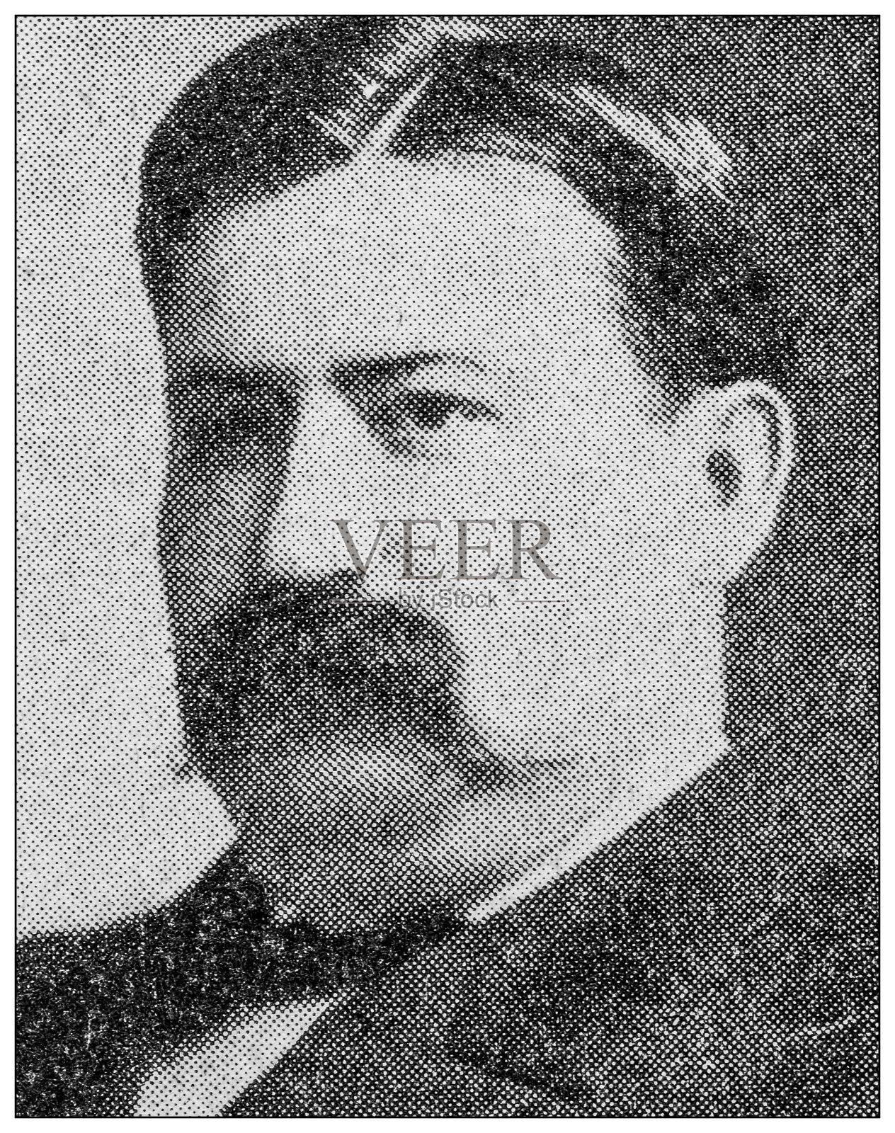 著名人物的古董肖像:李维·欧文·汉迪插画图片素材