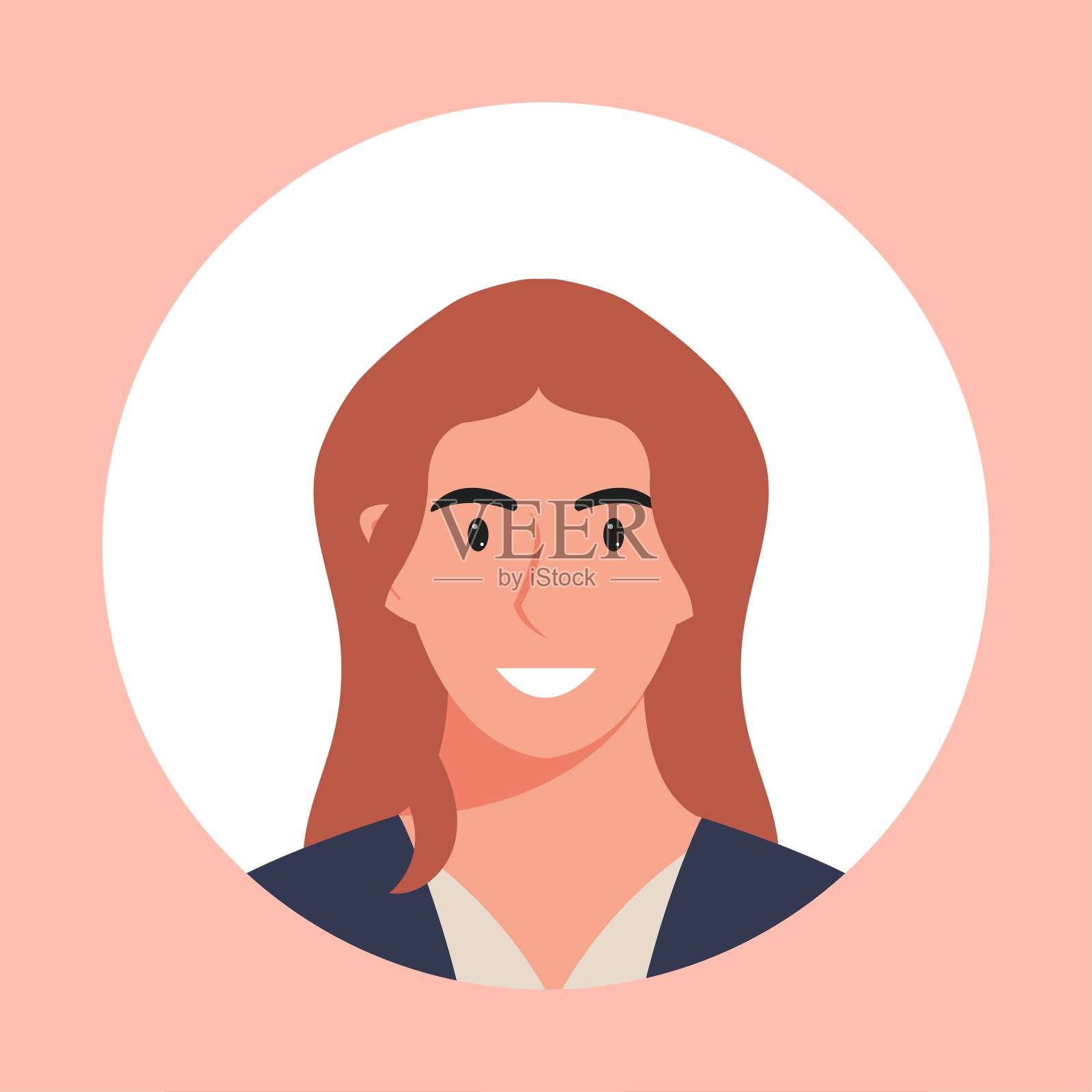 用一个年轻人的脸圈出头像。不同种族和发型的女性肖像。用户配置文件的集合。圆形图标与快乐微笑的人。彩色平面矢量插图。插画图片素材