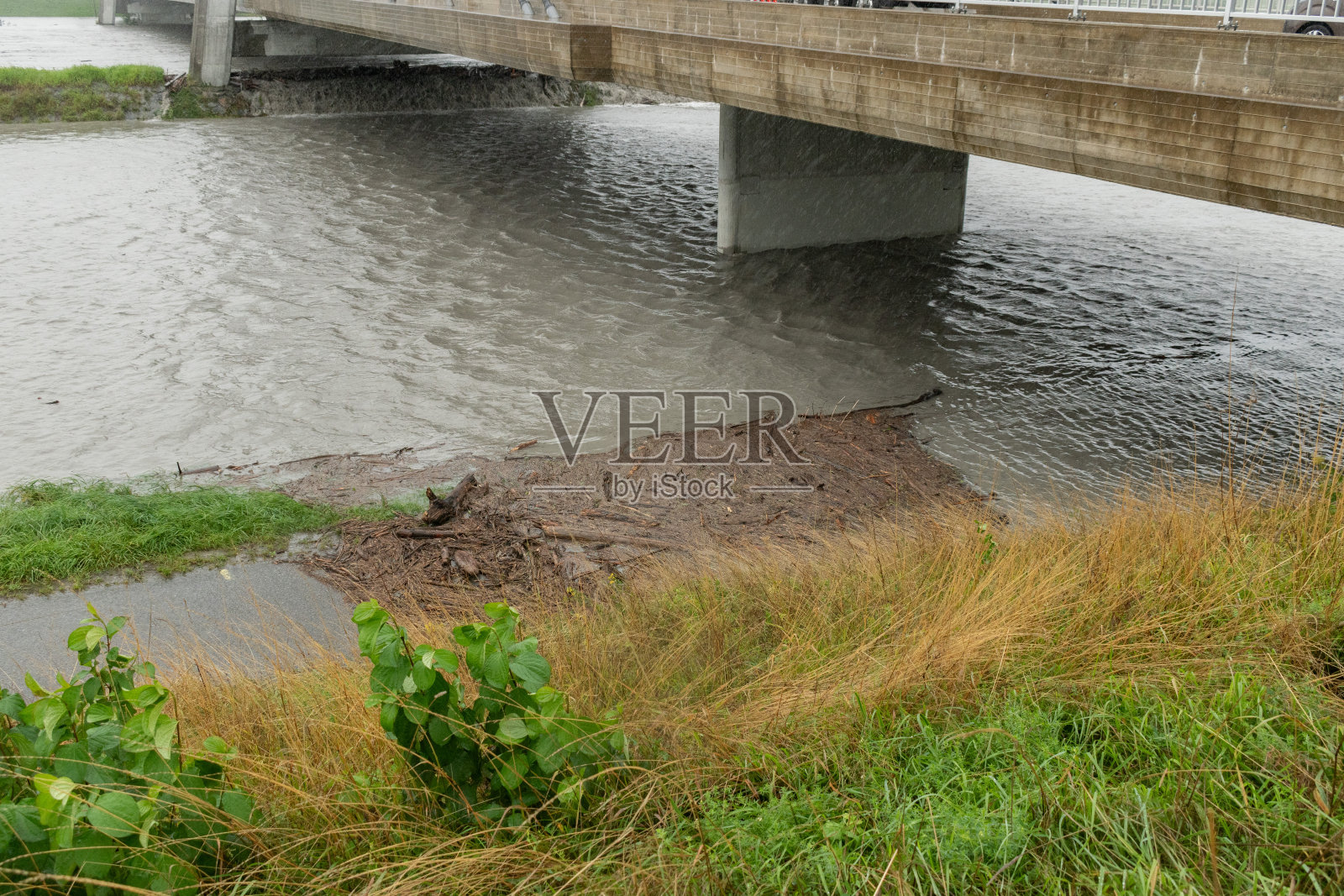 瑞士迪波德绍的莱茵河发生强烈洪水照片摄影图片