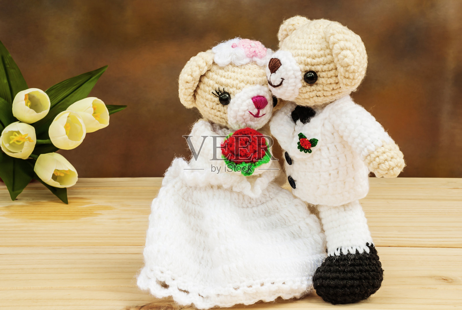 可爱的婚礼熊娃娃照片摄影图片