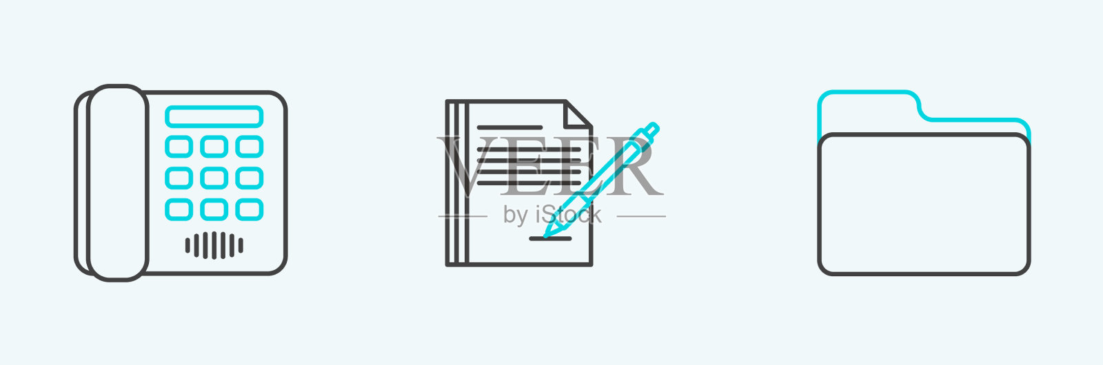 设置行文件文件夹电话和空白插画图片素材