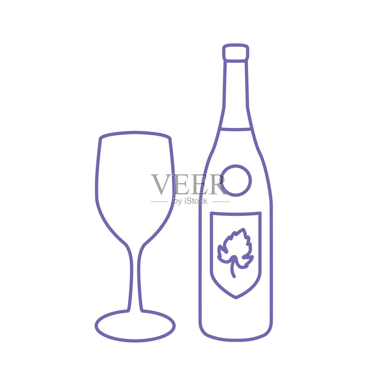 酒厂葡萄细线图标上透明的背景插画图片素材