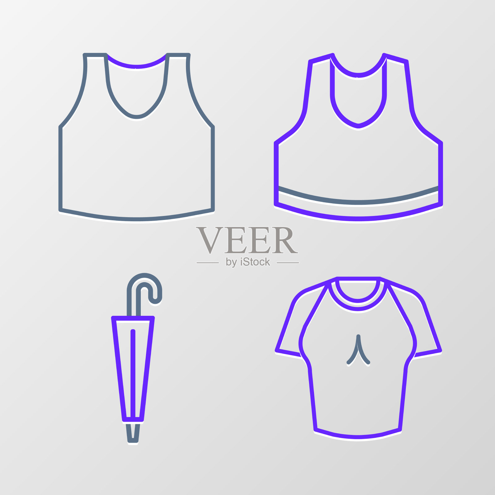 集线t恤伞汗衫和图标插画图片素材