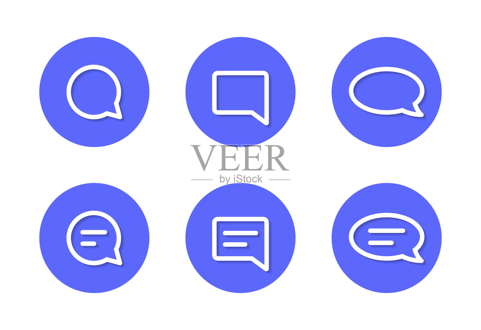 评论，消息，聊天图标矢量在蓝色的圆圈插画图片素材