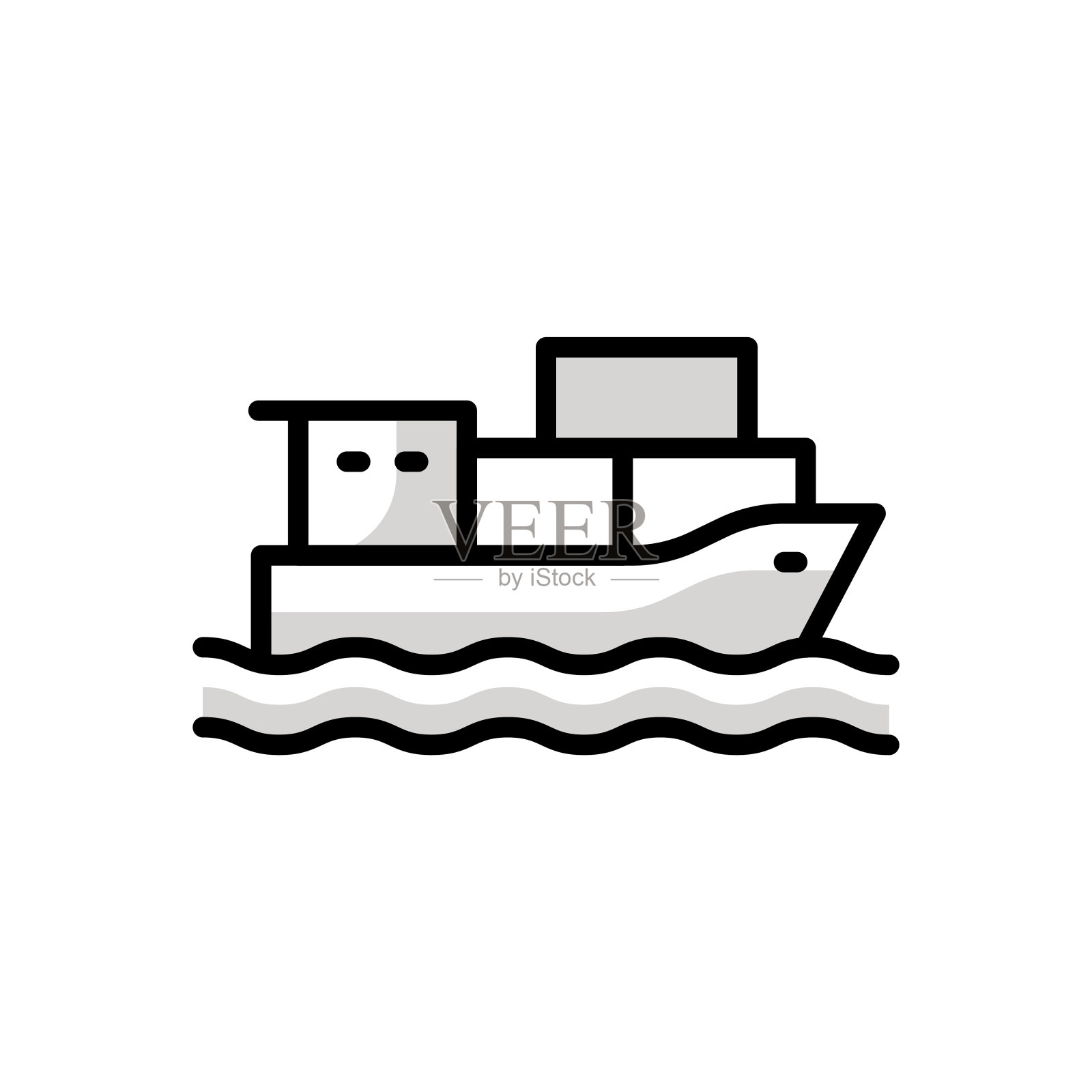 集装箱船通用线图标设计与可编辑的笔触。适合网页，移动应用，UI, UX和GUI设计。插画图片素材