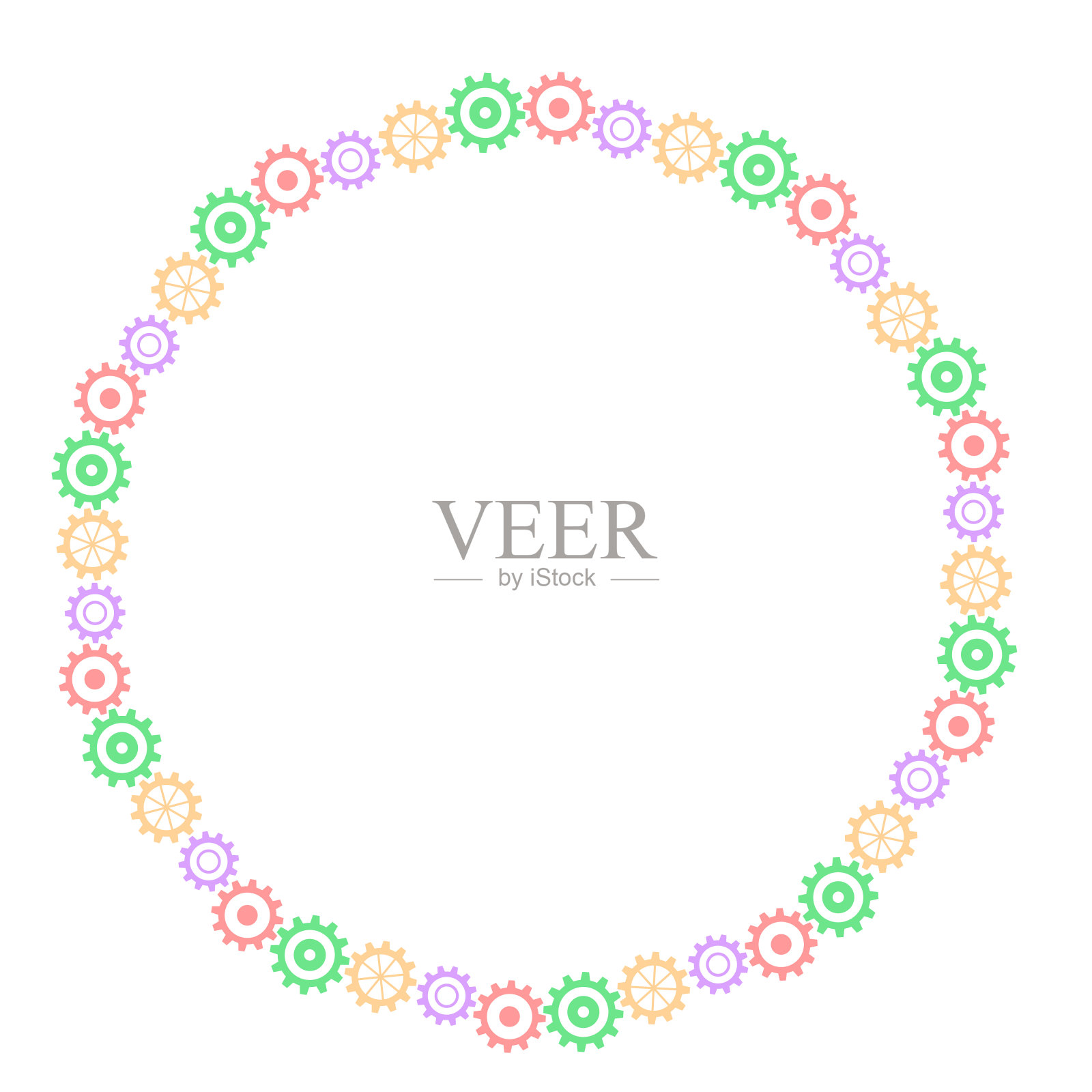 彩色齿轮艺术画圆框架插画图片素材