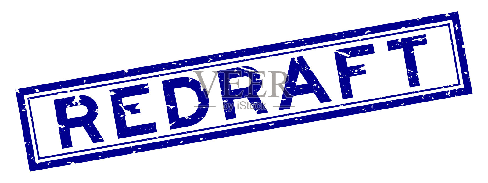 grunge风格蓝重新起草字方橡胶印章在白色背景插画图片素材
