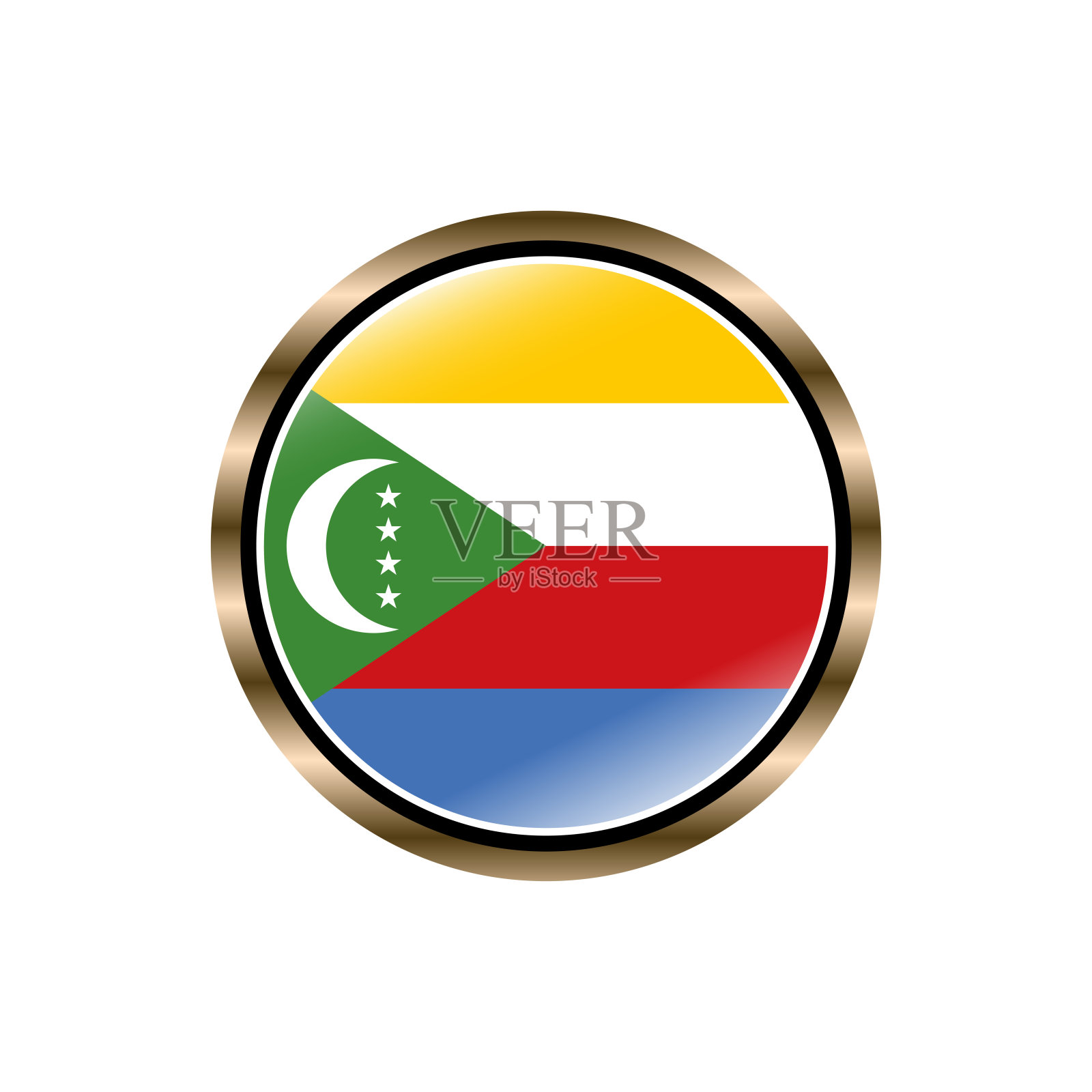科摩罗国旗圆按钮矢量模板，新潮，收集，设计插画图片素材