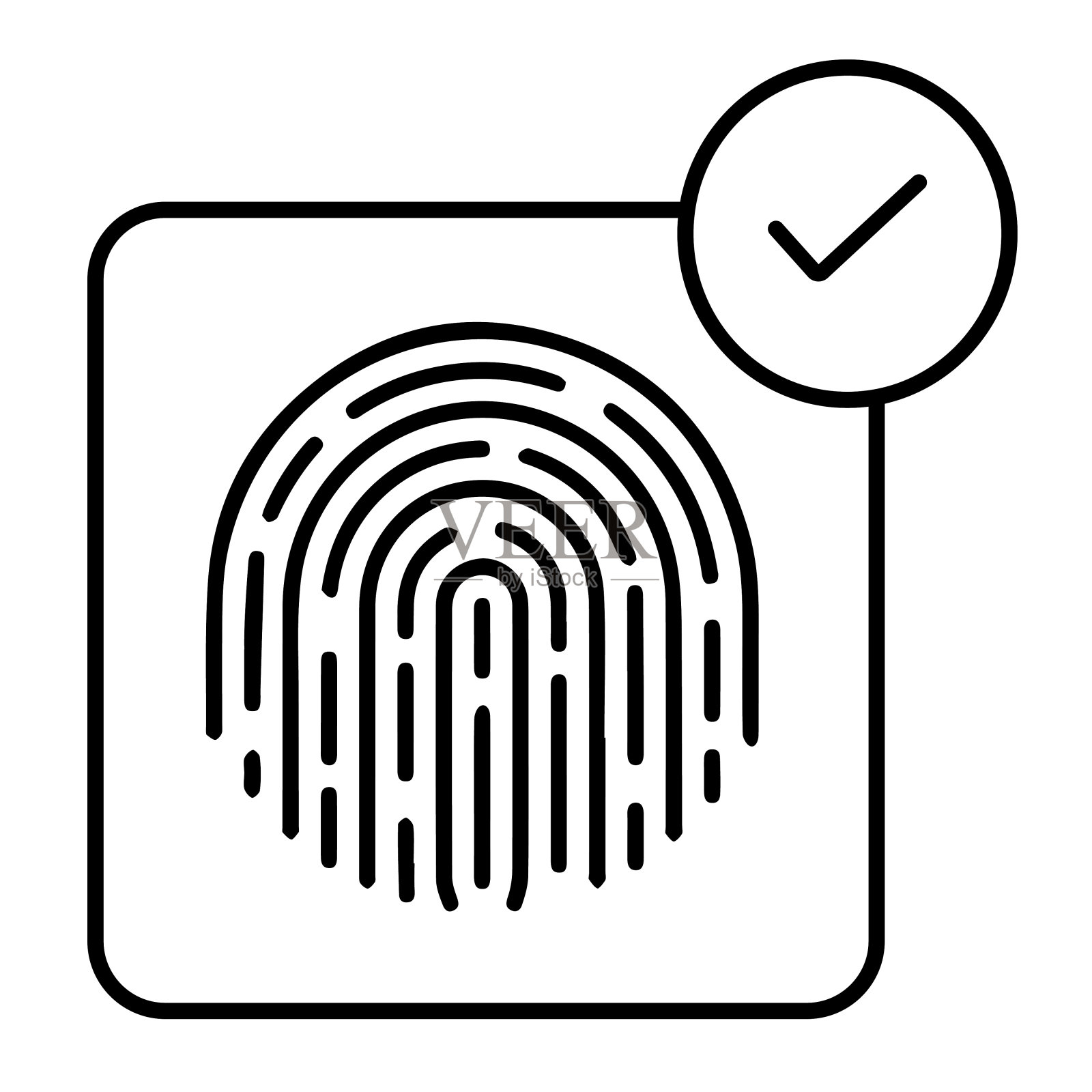 指纹身份验证。验证访问。生物特征识别。允许生物识别访问。可编辑的中风。插画图片素材