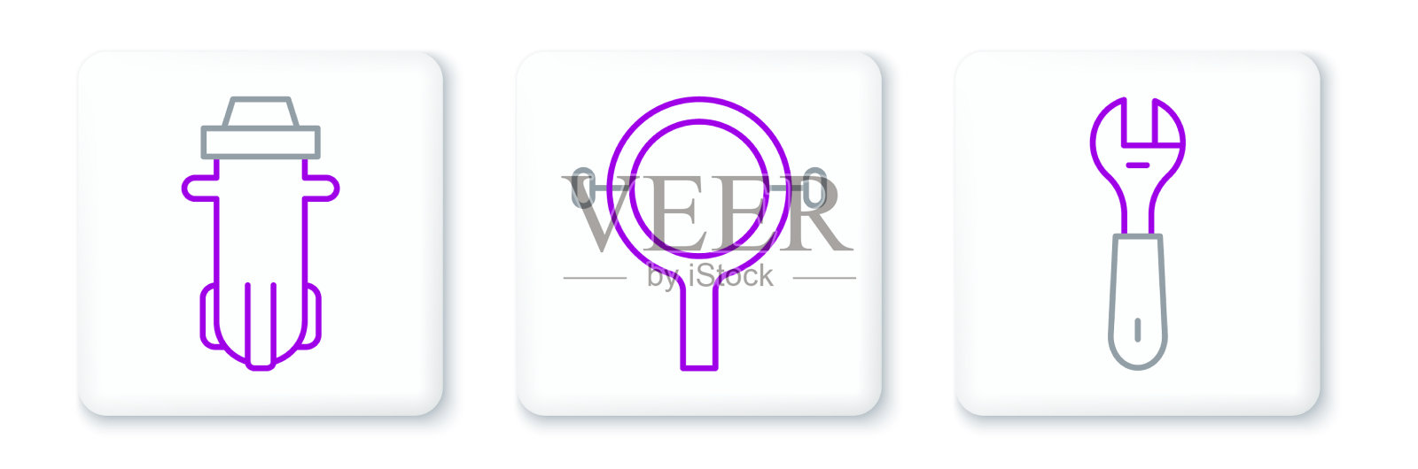 设置线扳手扳手水过滤器和过滤器插画图片素材