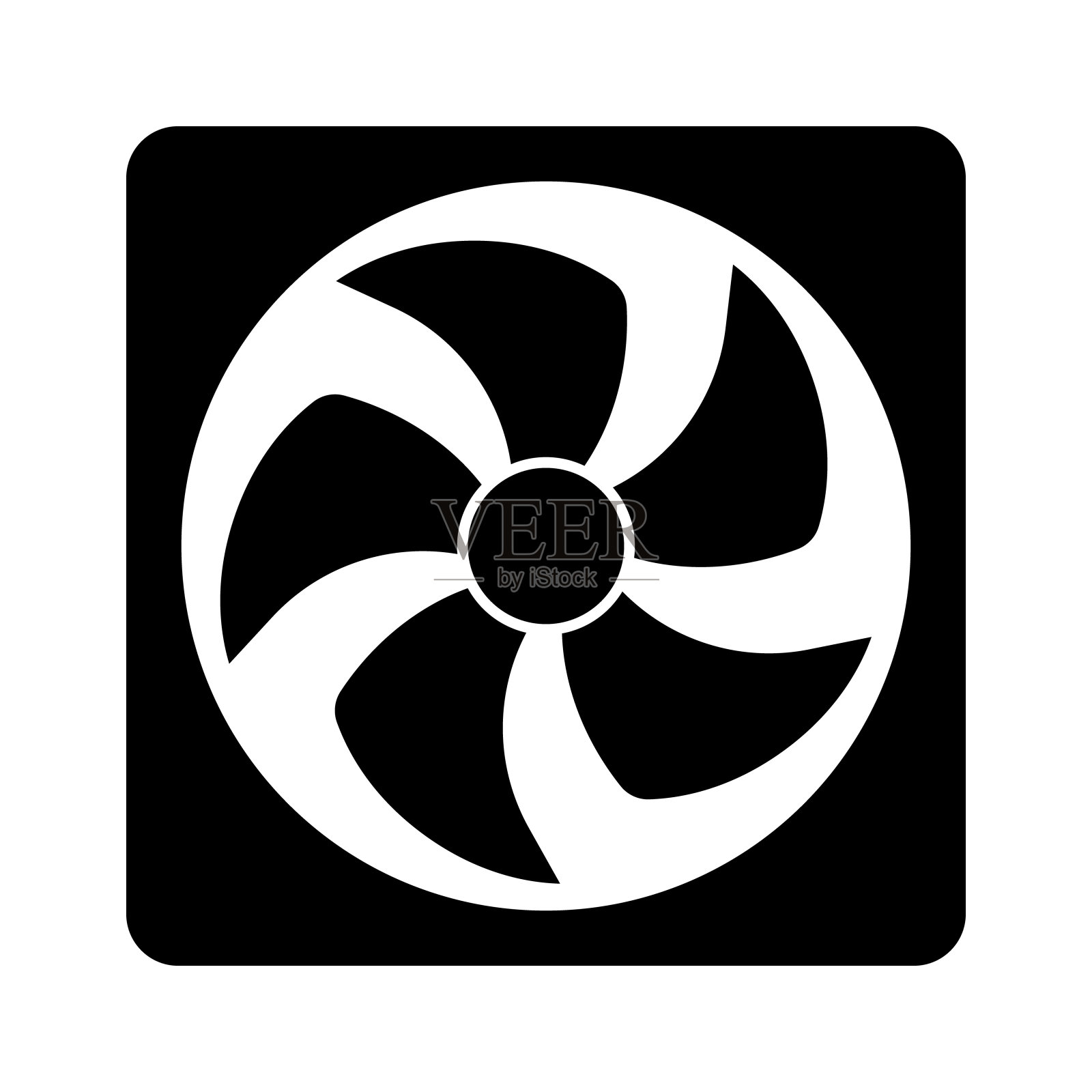 排气风扇轮廓图标。粉丝向量。插画图片素材