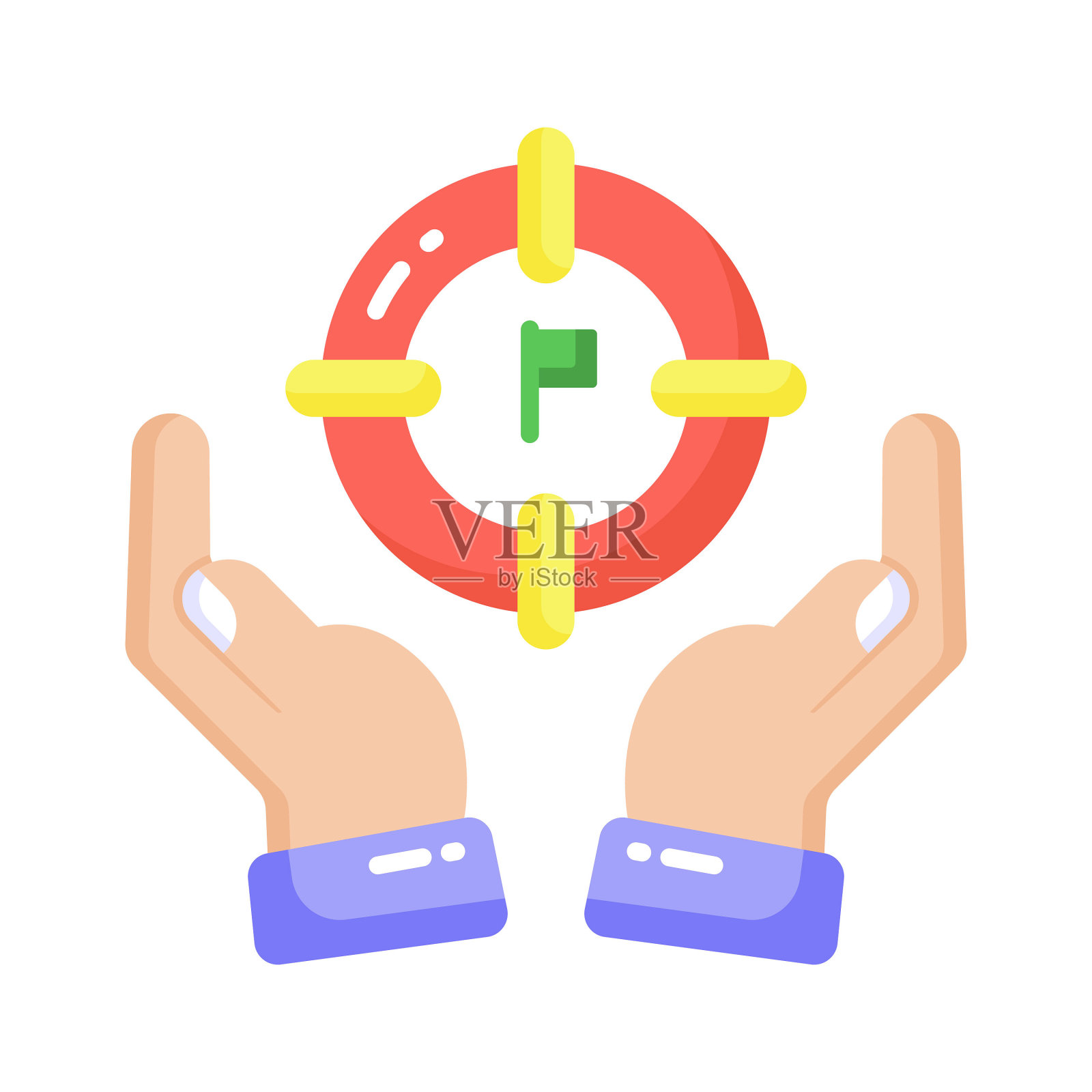 抓住这个精心制作的矢量团队专注于时尚风格，商业目标图标设计插画图片素材