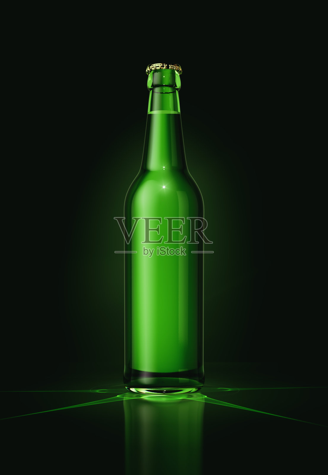 黑色背景上的绿色玻璃瓶照片摄影图片