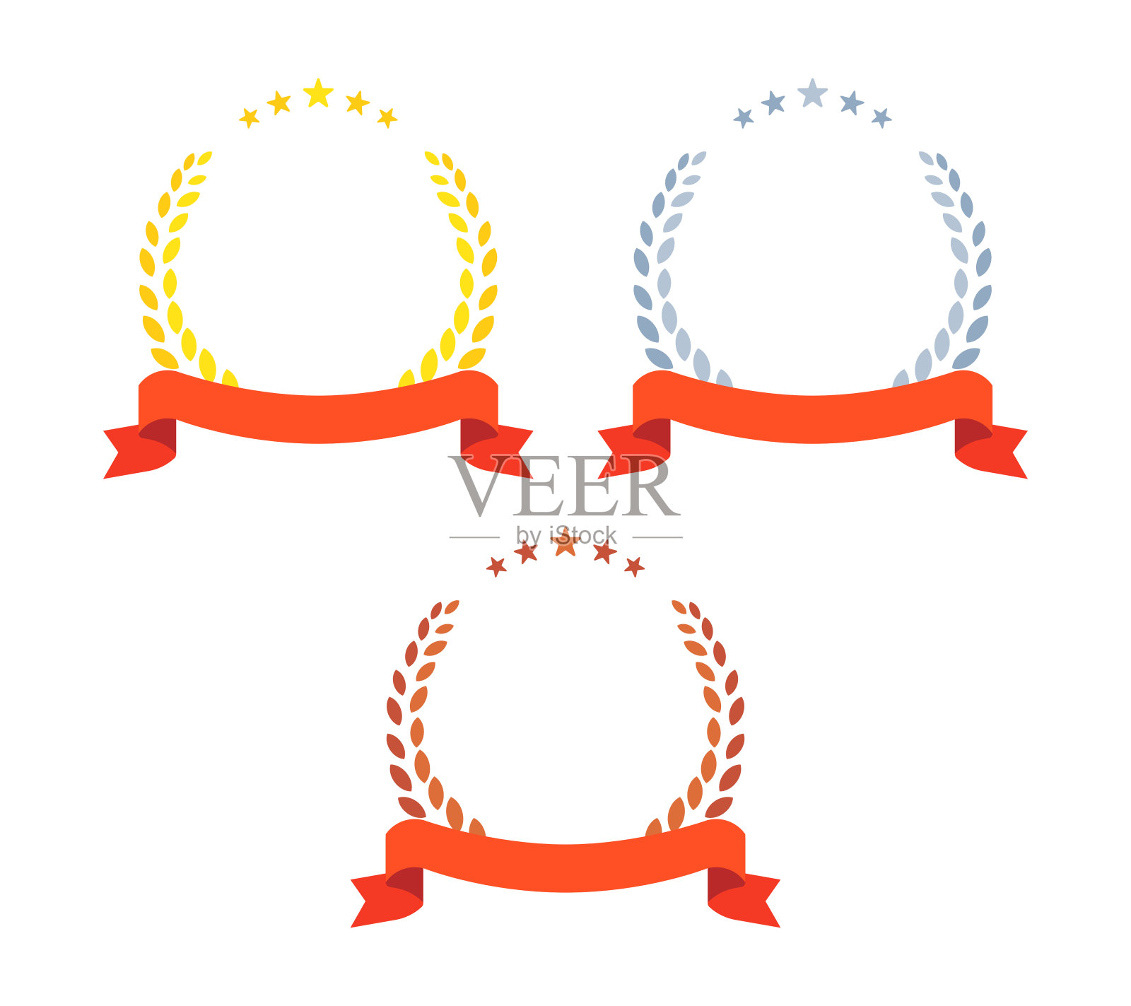 金色，银色和青铜橄榄枝装饰文字框架插画图片素材