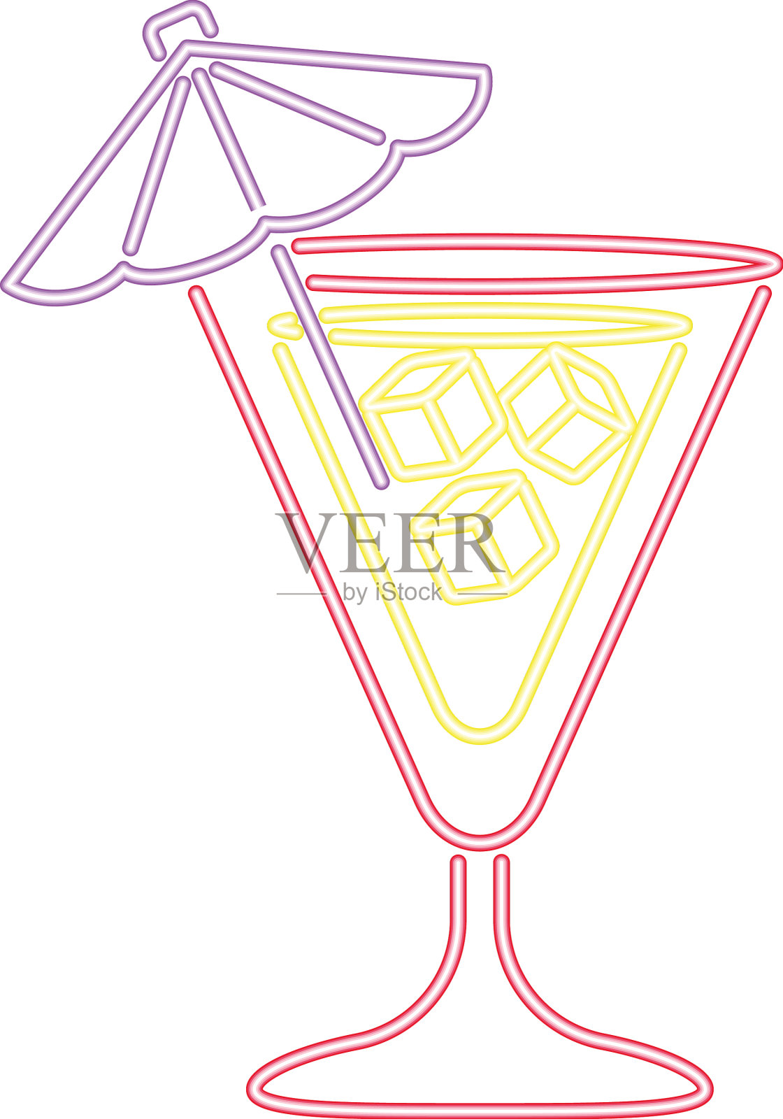 霓虹鸡尾酒配伞插画图片素材