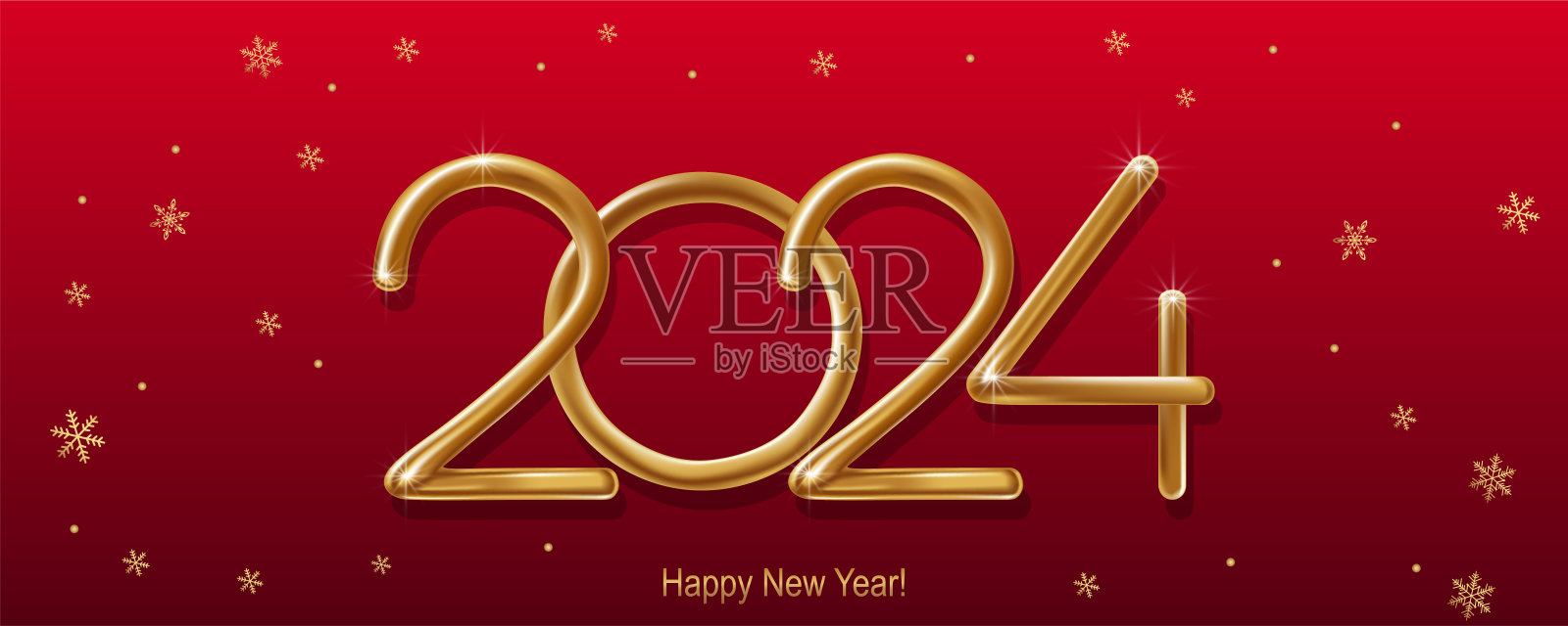 2024新年快乐手写体书法。矢量假日插图元素。排版元素插画图片素材