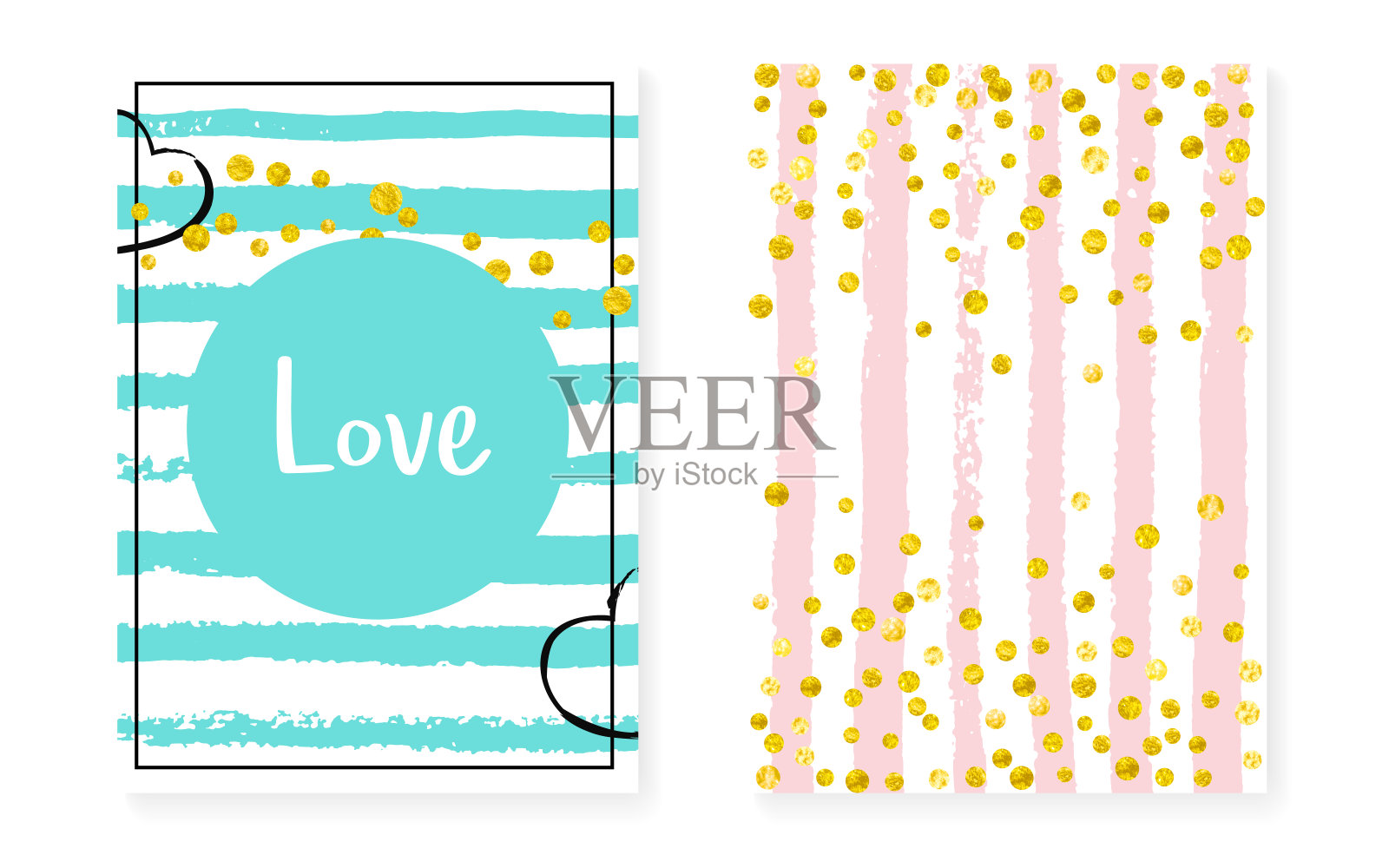 金色别致的背景。白色的元素。薄荷的节日插画图片素材