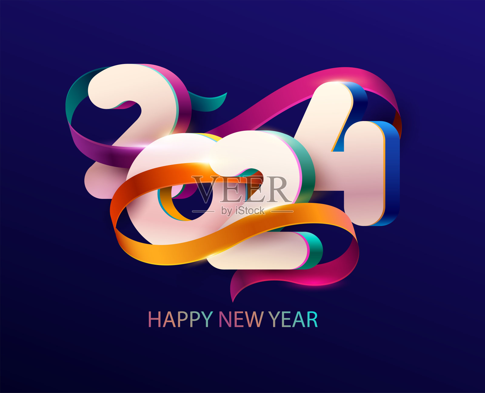 2024年新年贺卡设计插画图片素材